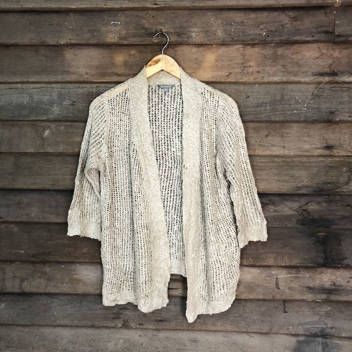 Other Suzanne Rae Mesh Net Crochet Brown Cardigan Knitwear #7203 Size L / US 10 / IT 46 - 1 Thumbnail