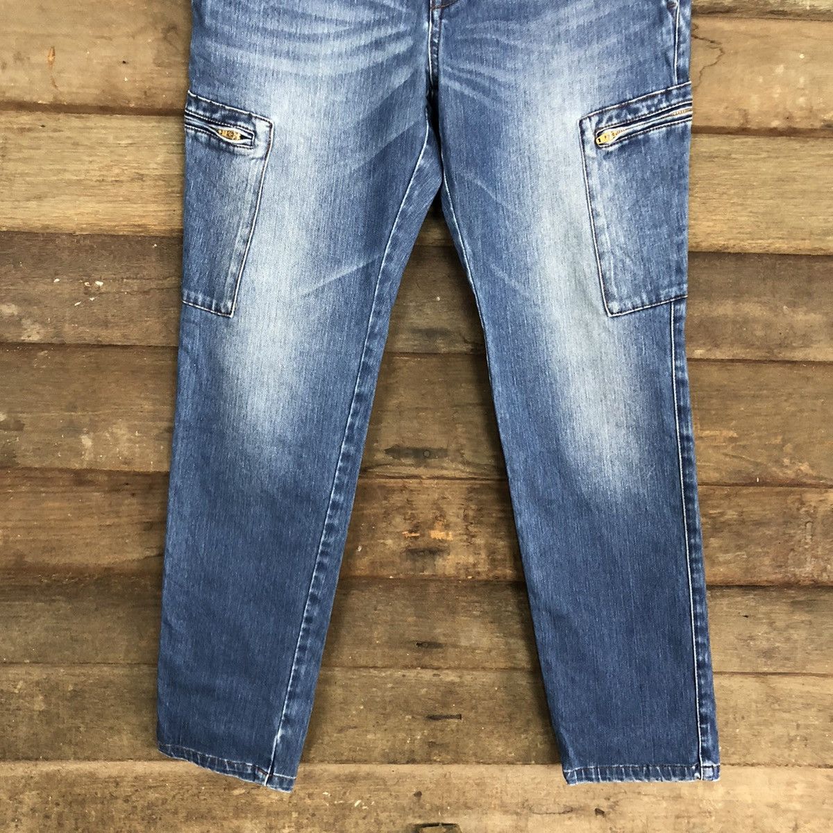 Japanese Brand Purple Yellow Blue multi pocket utility denim Pants #5749 Size US 30 / EU 46 - 3 Thumbnail
