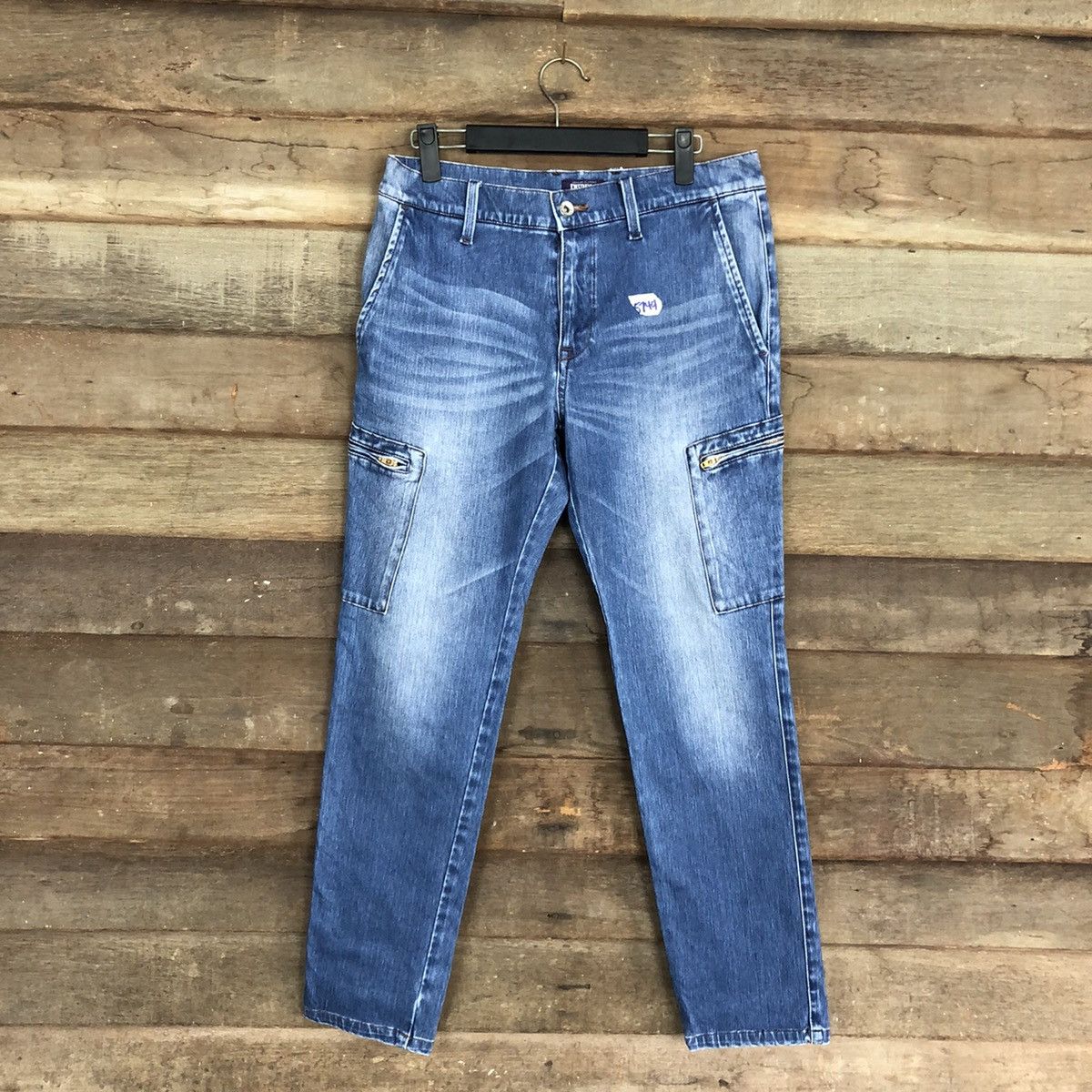 Japanese Brand Purple Yellow Blue multi pocket utility denim Pants #5749 Size US 30 / EU 46 - 1 Thumbnail