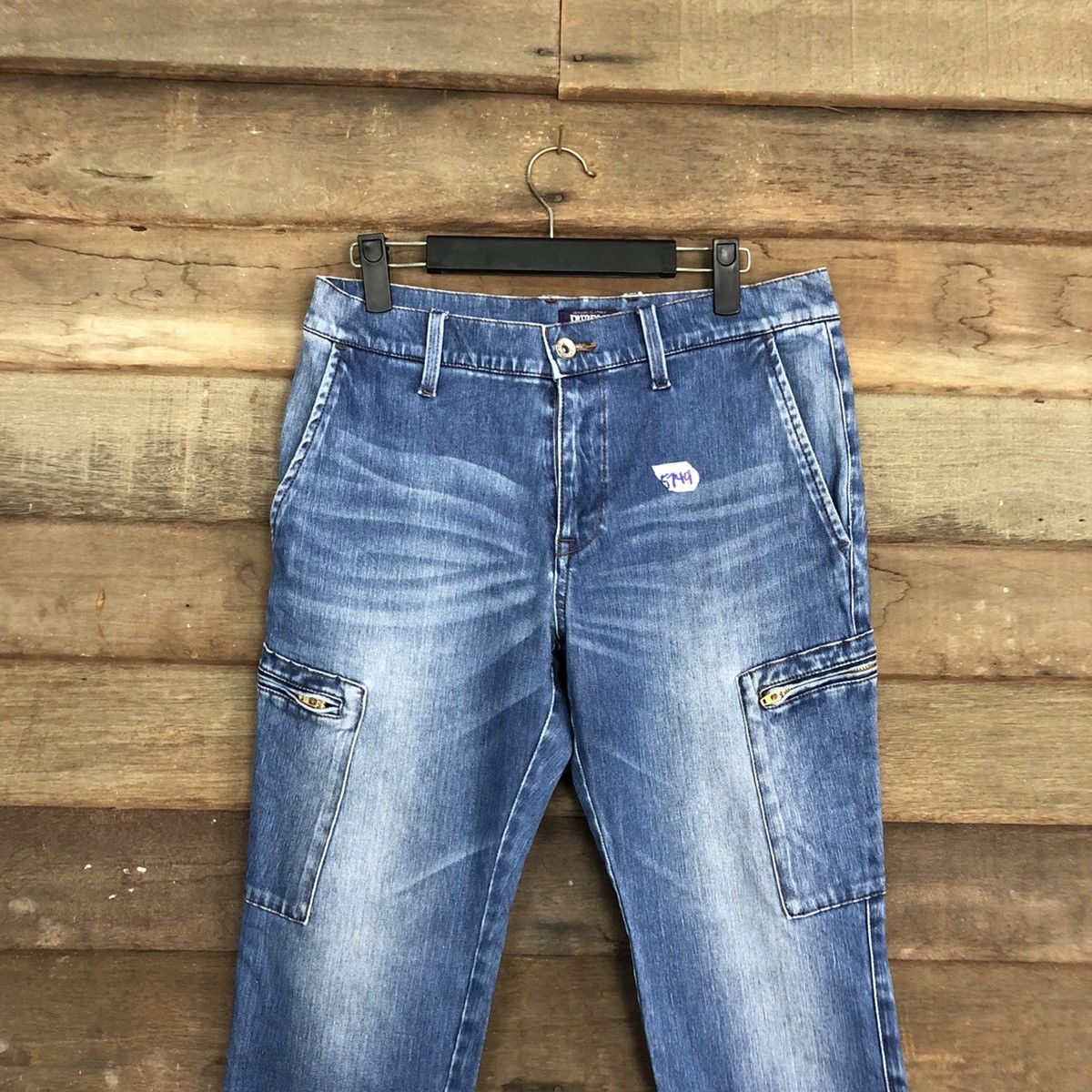 Japanese Brand Purple Yellow Blue multi pocket utility denim Pants #5749 Size US 30 / EU 46 - 2 Thumbnail