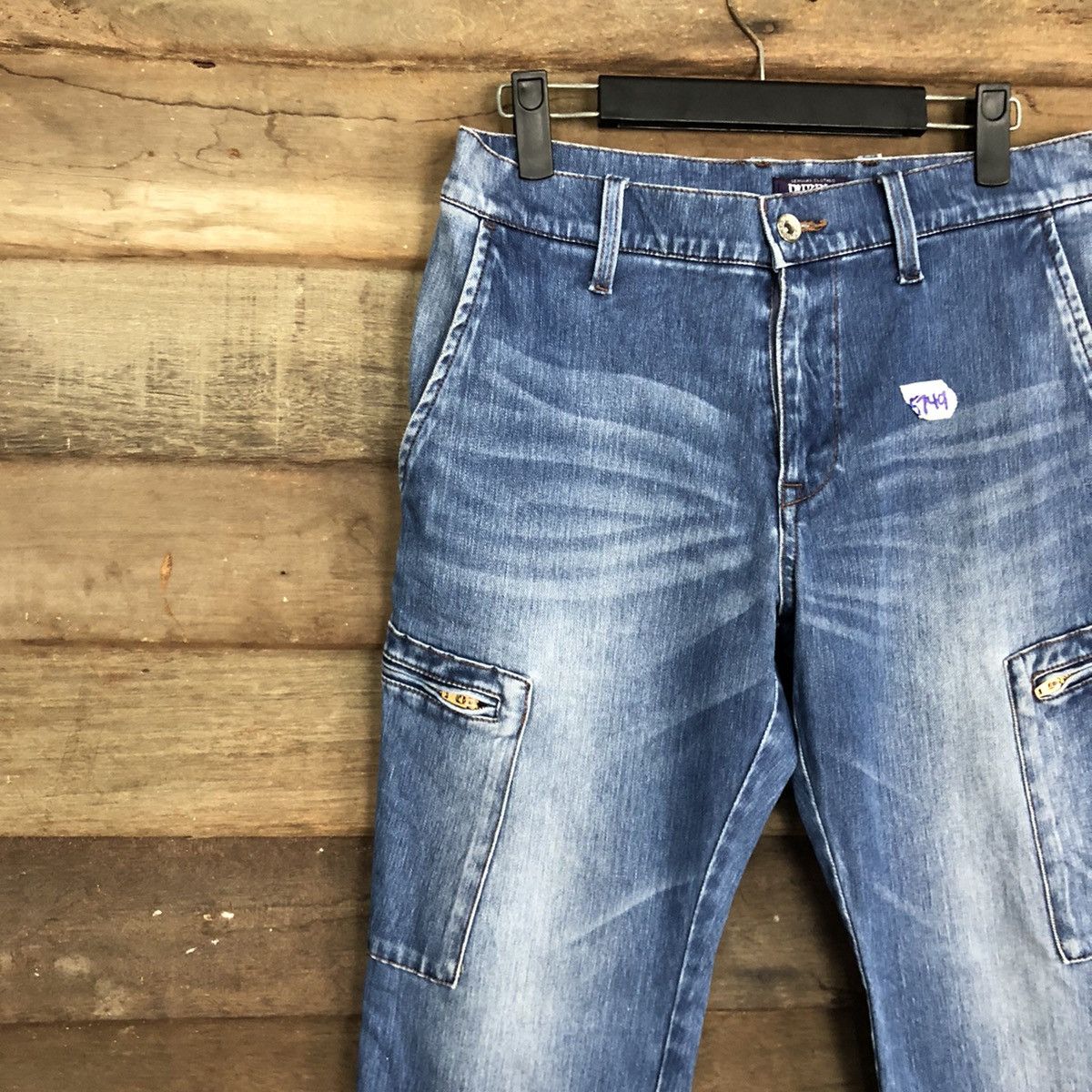 Japanese Brand Purple Yellow Blue multi pocket utility denim Pants #5749 Size US 30 / EU 46 - 6 Thumbnail