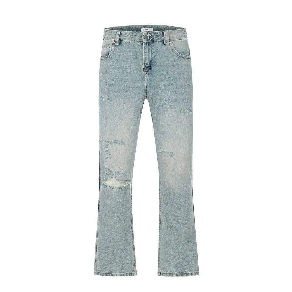 distressed punk flared ripped jeans