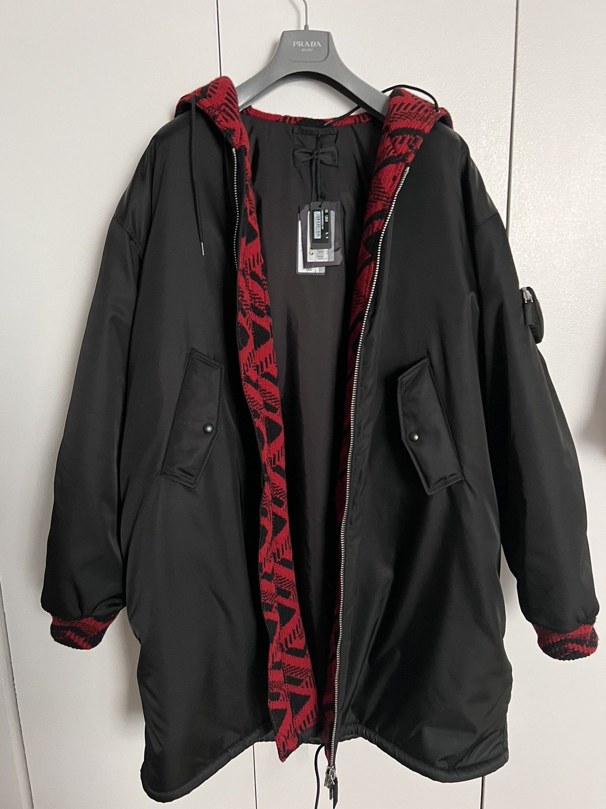 Prada × Raf Simons Rare Runway long bomber with knit jacket $7700 Size US M / EU 48-50 / 2 - 15 Thumbnail