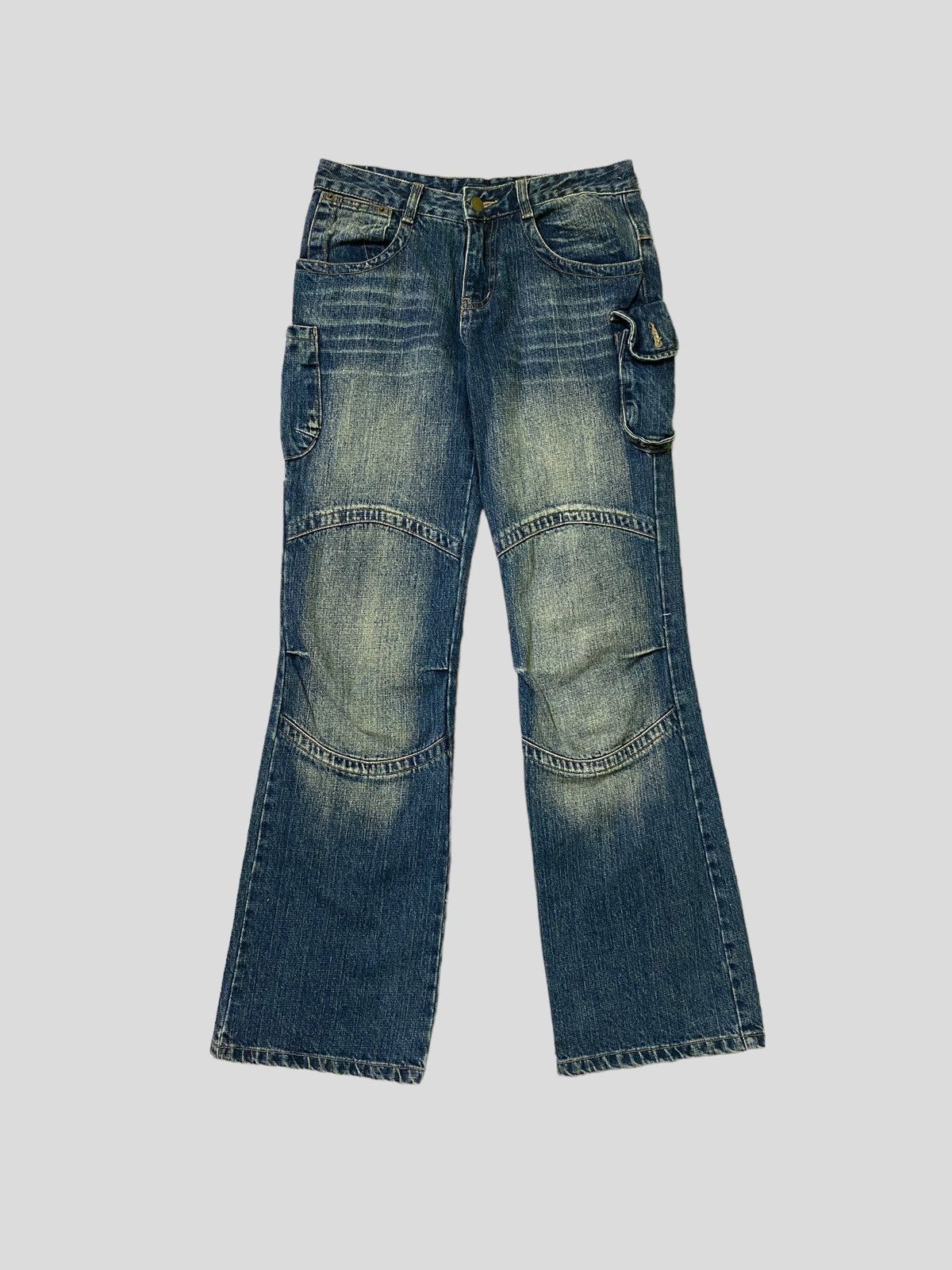 Japanese Brand Flared Cargo AFT JEANS 3d MultiPocket Boot Cut Denim Size US 26 / EU 42 - 2 Thumbnail