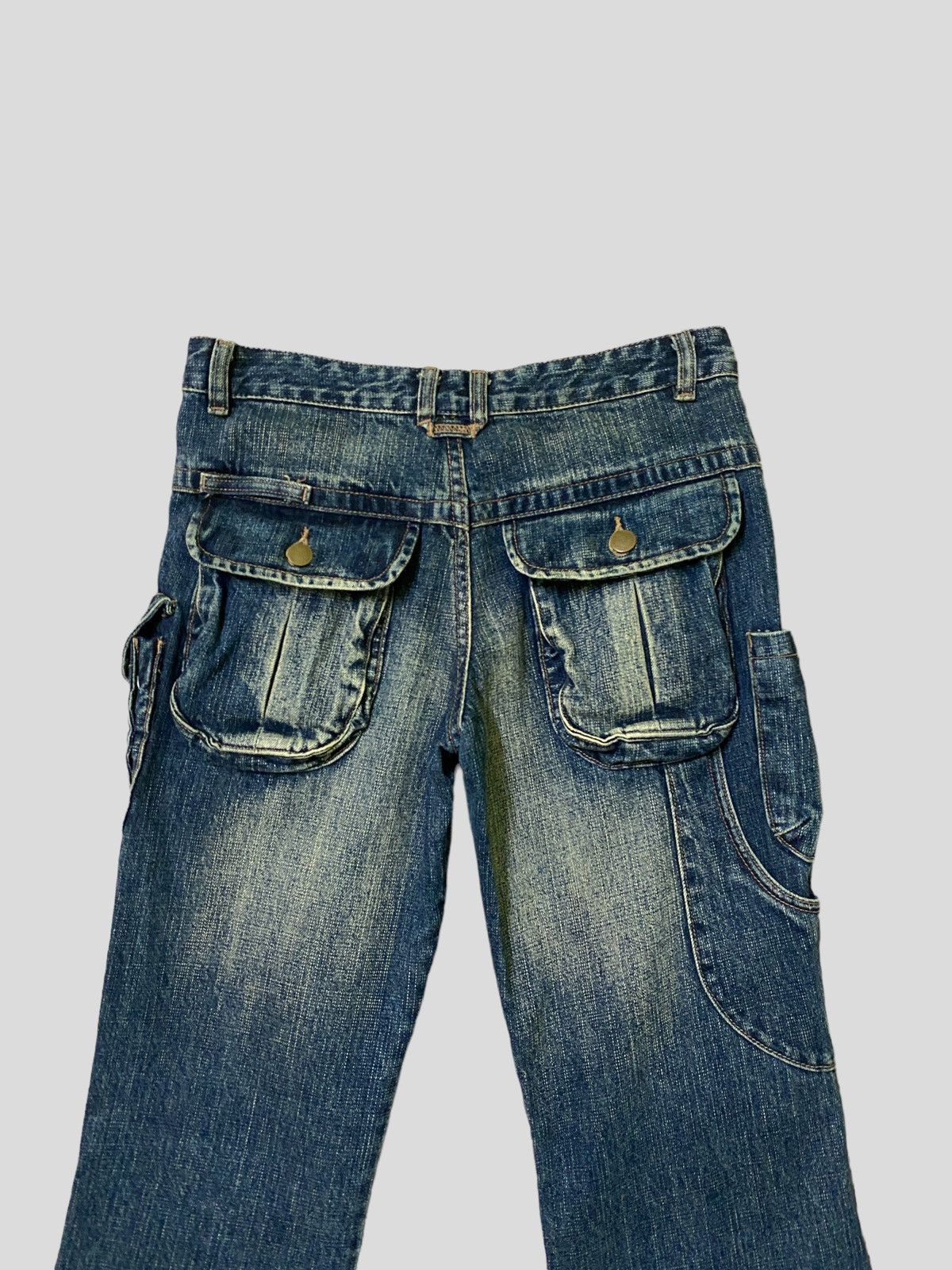 Japanese Brand Flared Cargo AFT JEANS 3d MultiPocket Boot Cut Denim Size US 26 / EU 42 - 10 Thumbnail