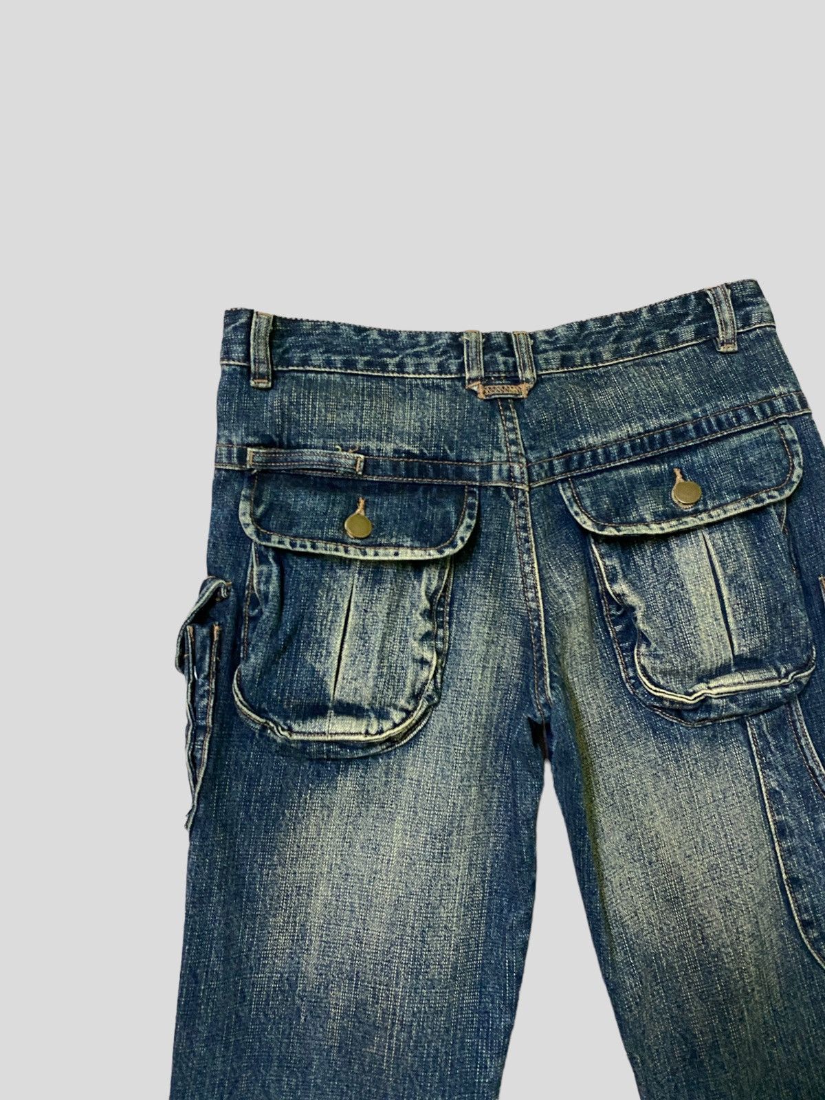 Japanese Brand Flared Cargo AFT JEANS 3d MultiPocket Boot Cut Denim Size US 26 / EU 42 - 11 Thumbnail