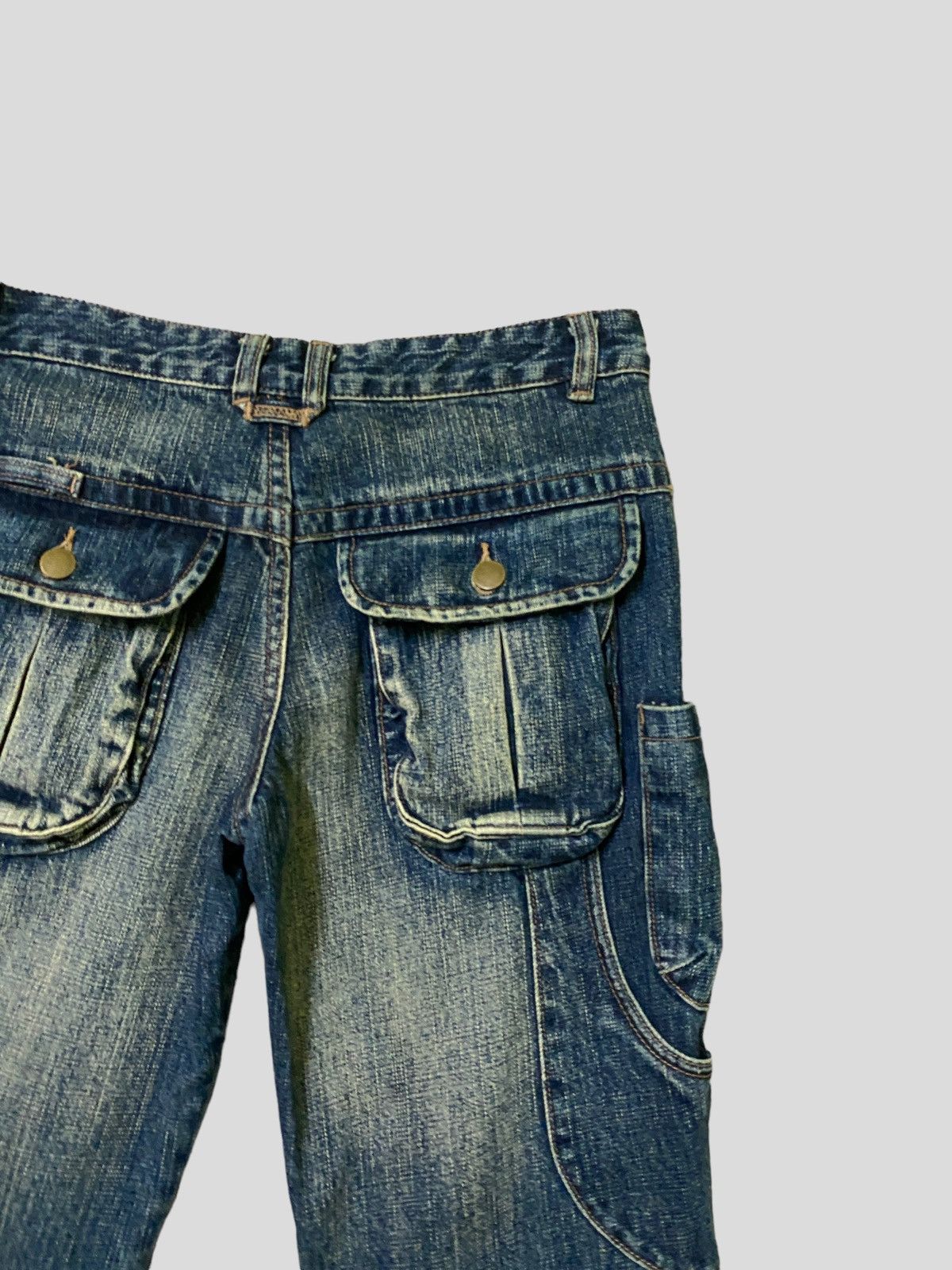 Japanese Brand Flared Cargo AFT JEANS 3d MultiPocket Boot Cut Denim Size US 26 / EU 42 - 12 Thumbnail
