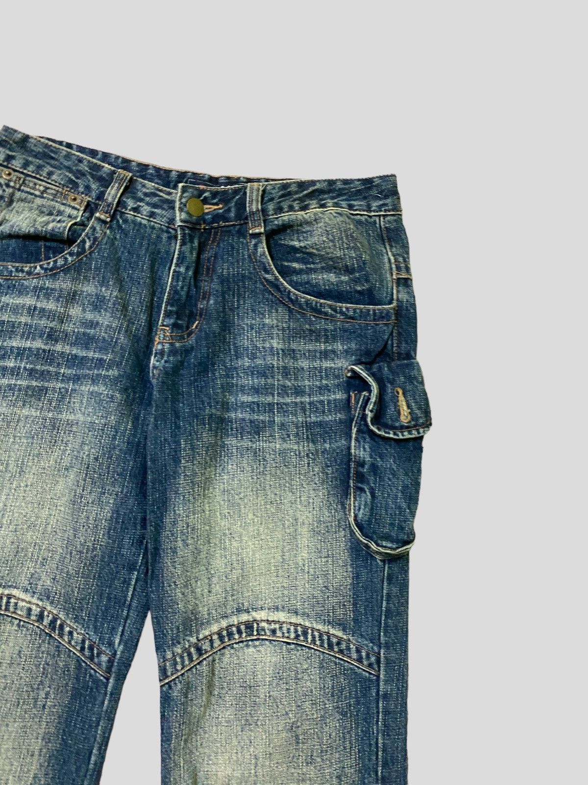 Japanese Brand Flared Cargo AFT JEANS 3d MultiPocket Boot Cut Denim Size US 26 / EU 42 - 5 Thumbnail