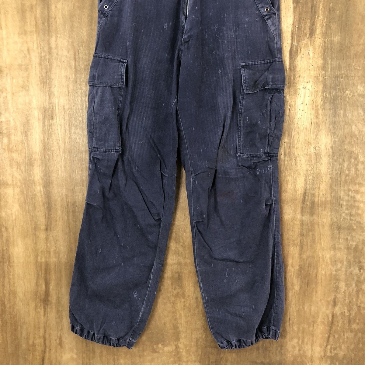 Japanese Brand Tora Dark Blue thrashed distressed faded Cargo pants #6248 Size US 30 / EU 46 - 3 Thumbnail