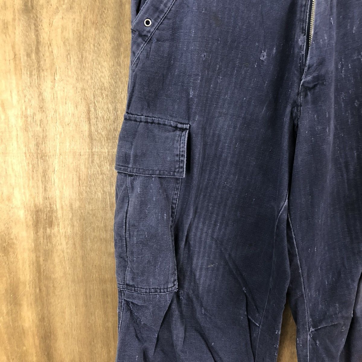 Japanese Brand Tora Dark Blue thrashed distressed faded Cargo pants #6248 Size US 30 / EU 46 - 4 Thumbnail
