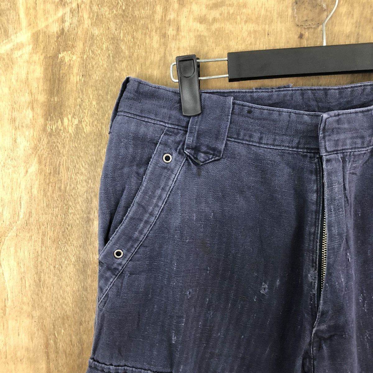 Japanese Brand Tora Dark Blue thrashed distressed faded Cargo pants #6248 Size US 30 / EU 46 - 6 Thumbnail