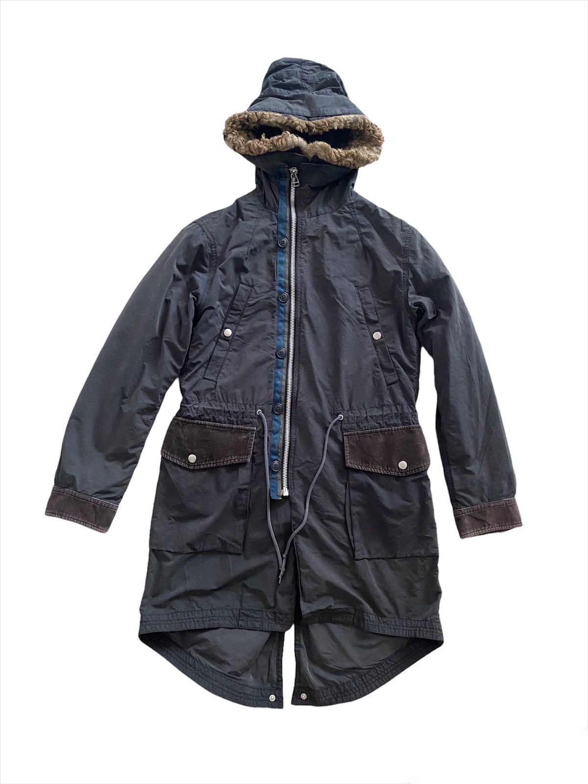 image of Uu By Jun Takahashi Parka Jacket Hoodie Military Desgin in Blue, Men's (Size Small)