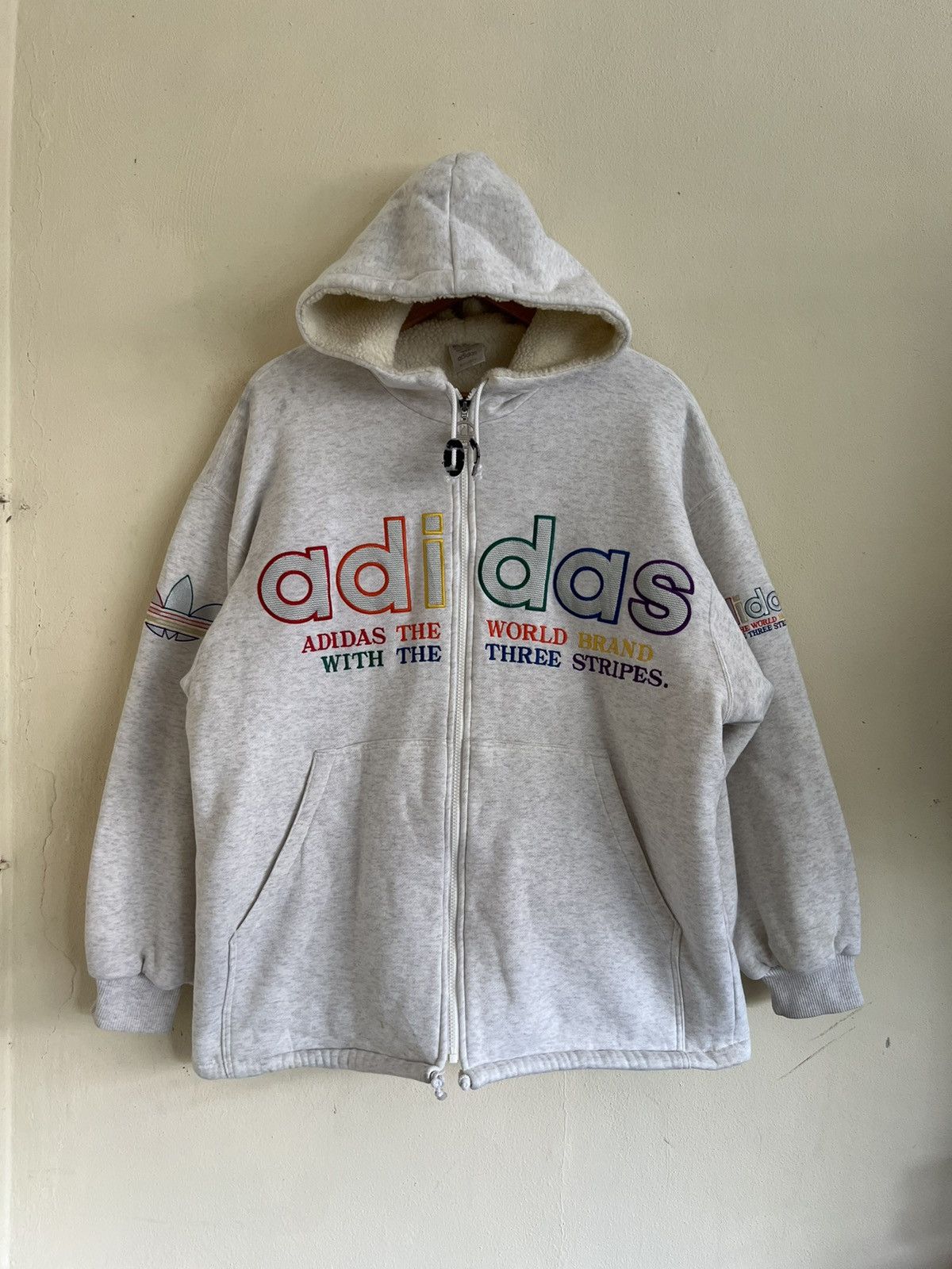 Adidas × Vintage Vintage Adidas Treefoil Big logo Multicoller Sweatshirt Size US L / EU 52-54 / 3 - 1 Thumbnail