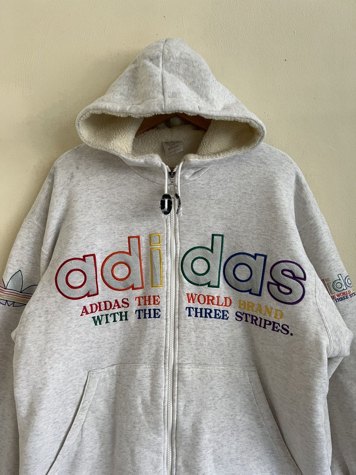 Adidas × Vintage Vintage Adidas Treefoil Big logo Multicoller Sweatshirt Size US L / EU 52-54 / 3 - 4 Thumbnail