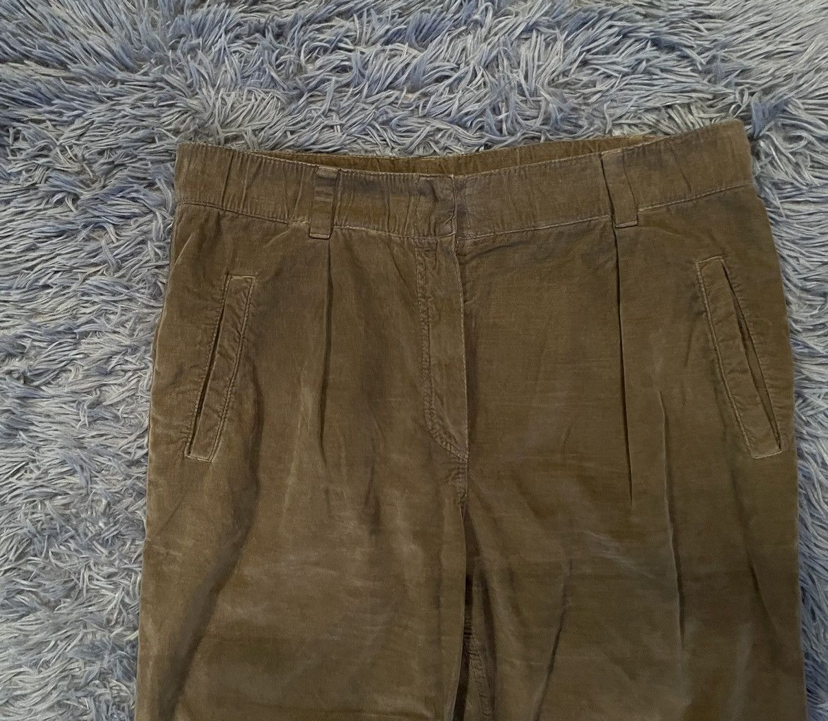 Brunello Cucinelli × Vintage Brunello Cucinelli vintage 00s velour olive pants Size 28" / US 6 / IT 42 - 2 Thumbnail