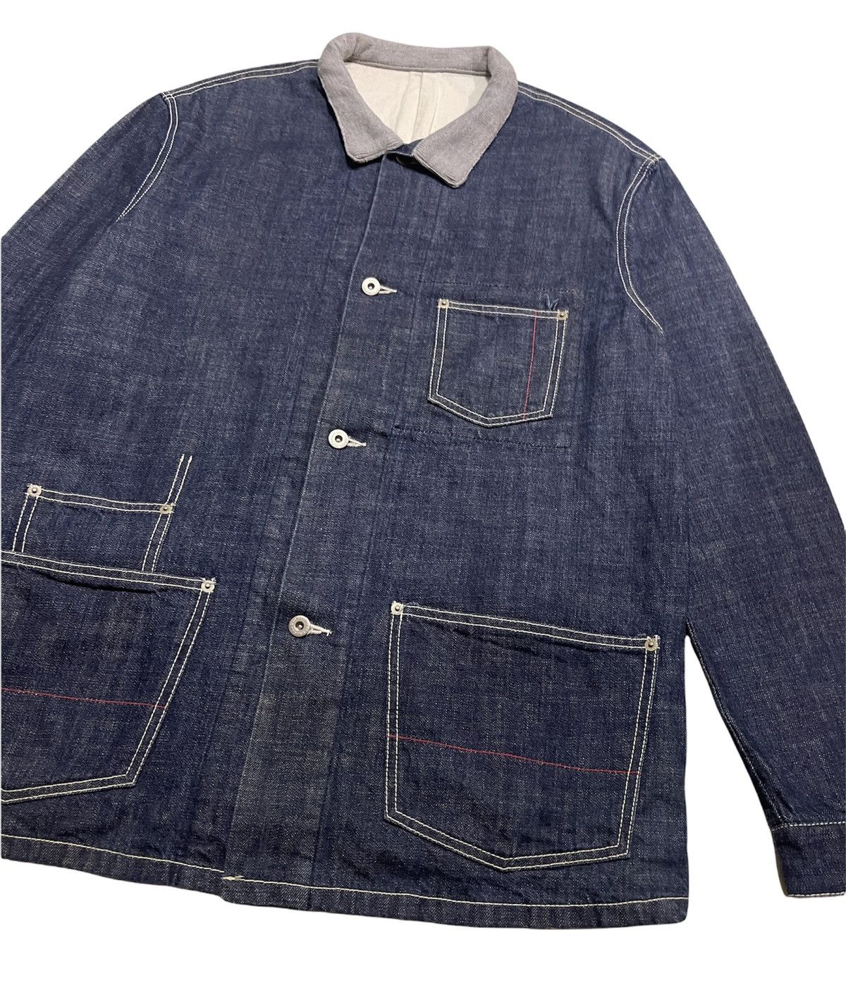Japanese Brand JAPANESE REFUGE.co DENIM WORKERS CHORE JACKET Size US XL / EU 56 / 4 - 3 Thumbnail