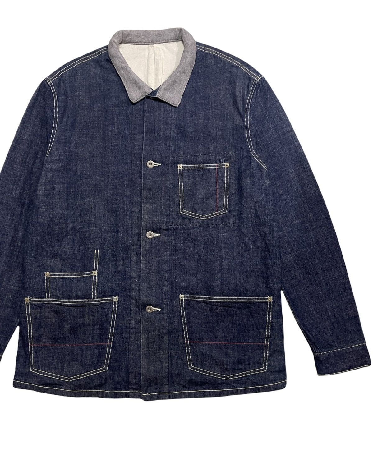 Japanese Brand JAPANESE REFUGE.co DENIM WORKERS CHORE JACKET Size US XL / EU 56 / 4 - 5 Thumbnail