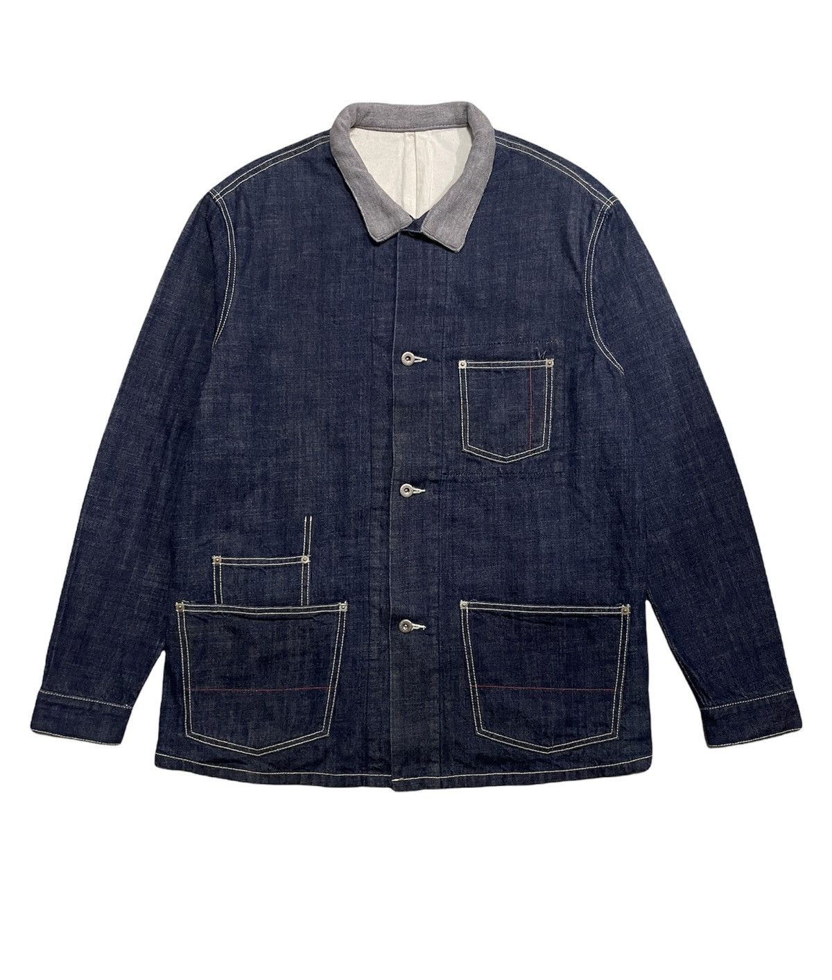 Japanese Brand JAPANESE REFUGE.co DENIM WORKERS CHORE JACKET Size US XL / EU 56 / 4 - 1 Thumbnail