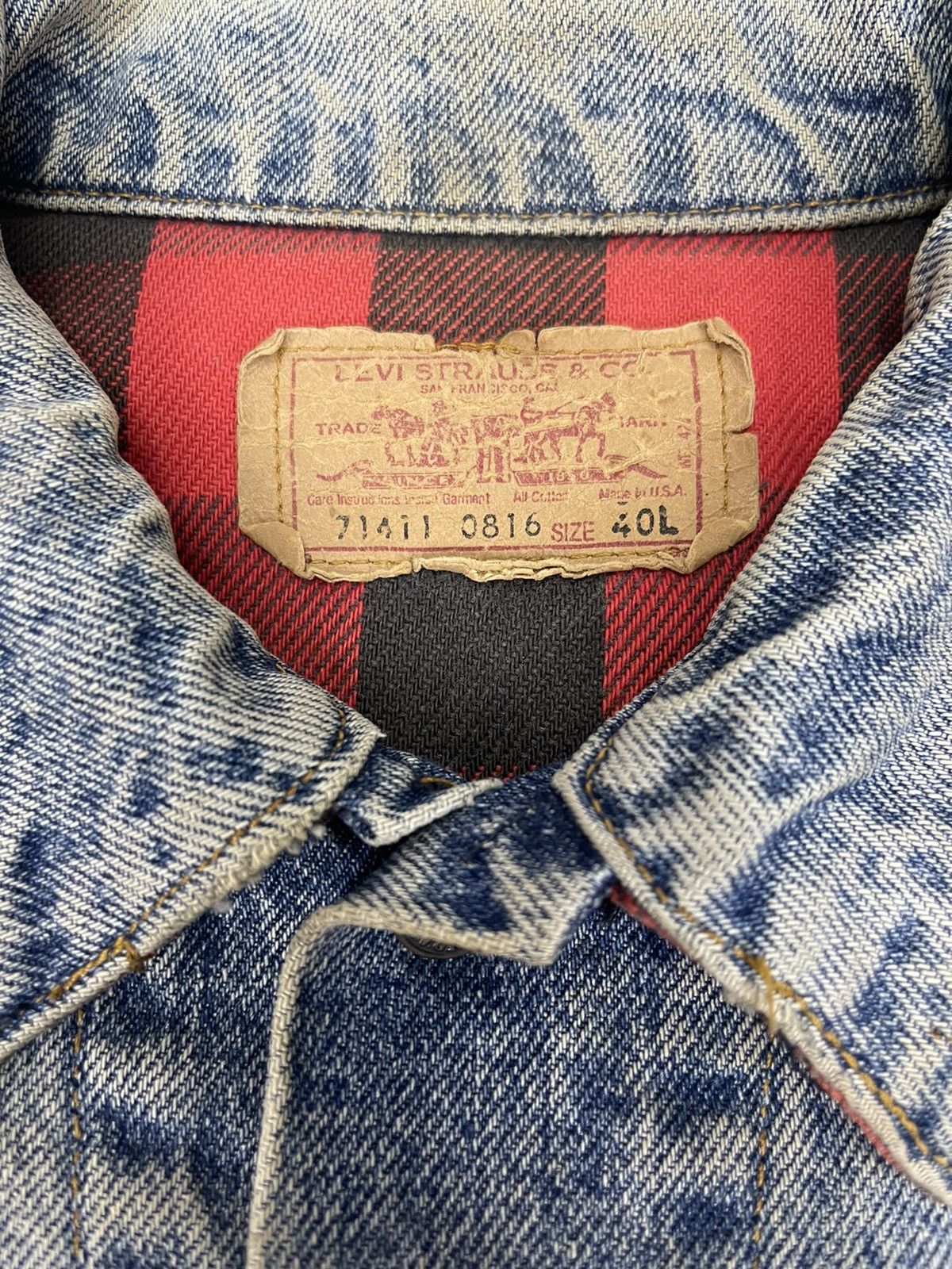 Levi's Vintage Clothing 80s LEVIS 71411 0816 TRUCKER BLANKET DENIM Size US M / EU 48-50 / 2 - 8 Thumbnail