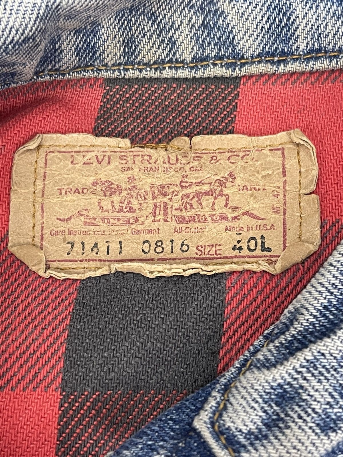 Levi's Vintage Clothing 80s LEVIS 71411 0816 TRUCKER BLANKET DENIM Size US M / EU 48-50 / 2 - 9 Thumbnail