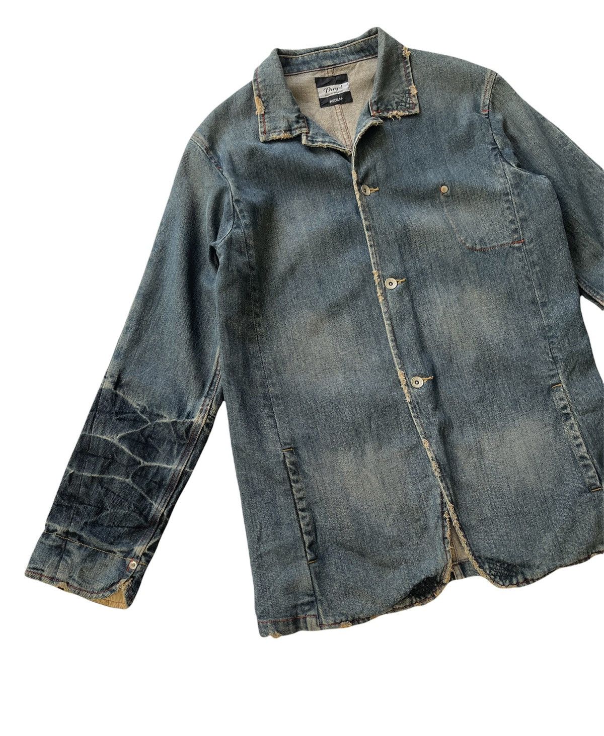 Japanese Brand PWTL Distressed Denim Jacket Size US M / EU 48-50 / 2 - 4 Thumbnail