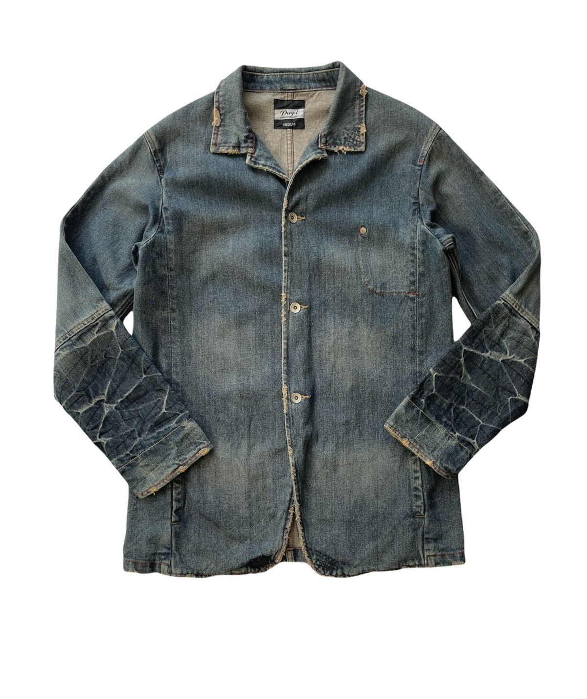 Japanese Brand PWTL Distressed Denim Jacket Size US M / EU 48-50 / 2 - 1 Thumbnail