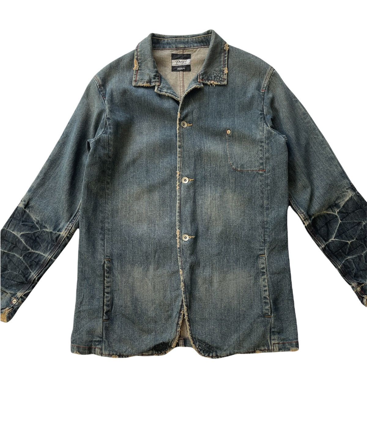 Japanese Brand PWTL Distressed Denim Jacket Size US M / EU 48-50 / 2 - 5 Thumbnail