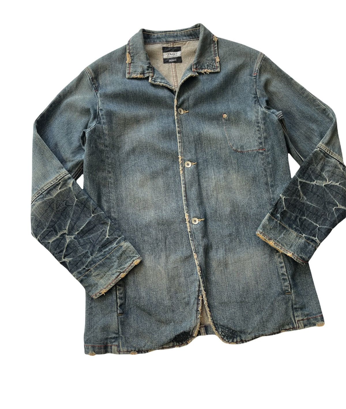Japanese Brand PWTL Distressed Denim Jacket Size US M / EU 48-50 / 2 - 2 Thumbnail
