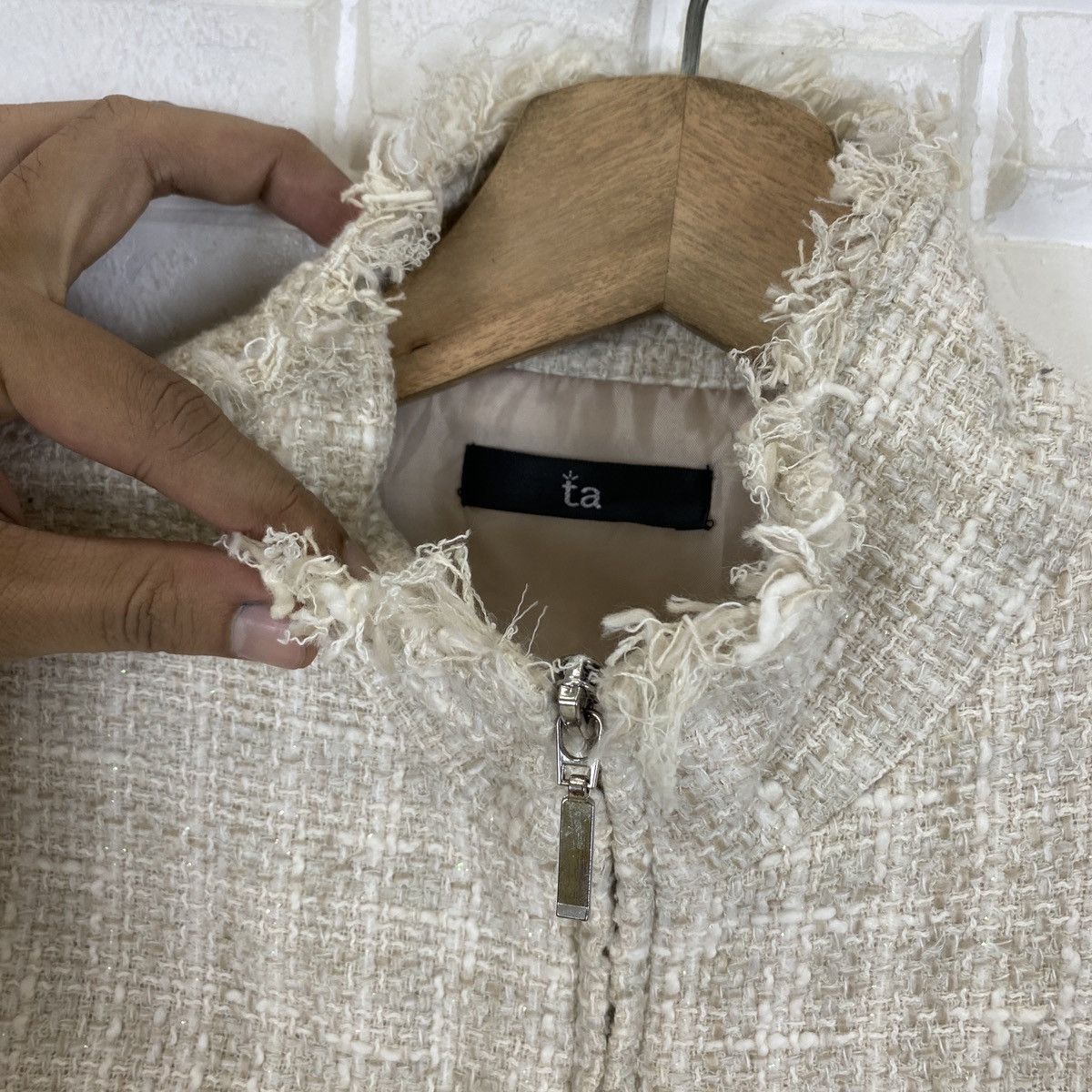 Designer Japanese Hessian Burlap Hairy Style Jacket Size M / US 6-8 / IT 42-44 - 14 Thumbnail