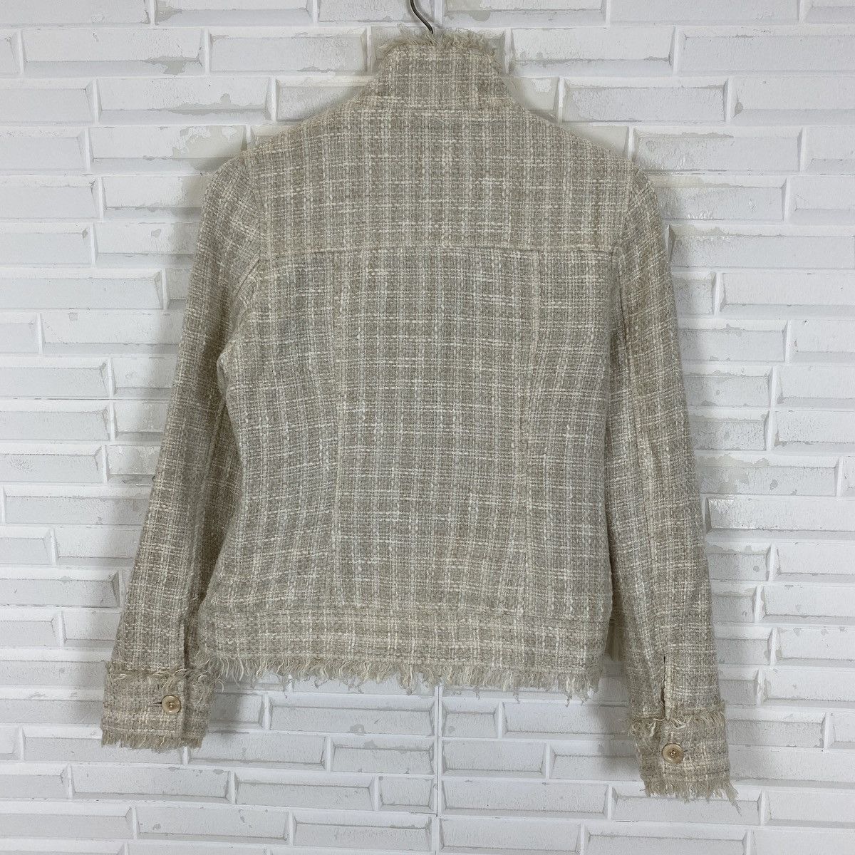 Designer Japanese Hessian Burlap Hairy Style Jacket Size M / US 6-8 / IT 42-44 - 13 Thumbnail