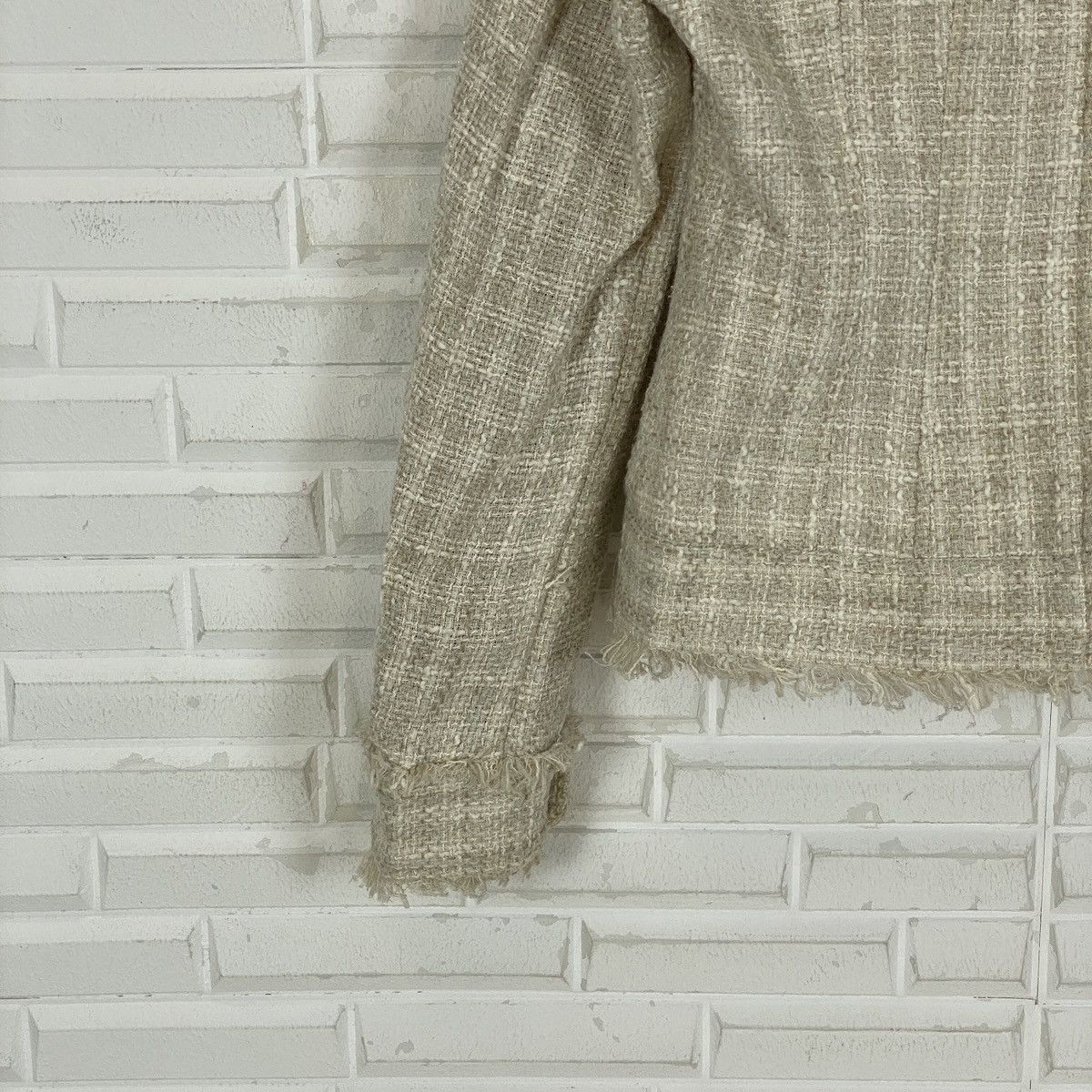 Designer Japanese Hessian Burlap Hairy Style Jacket Size M / US 6-8 / IT 42-44 - 3 Thumbnail