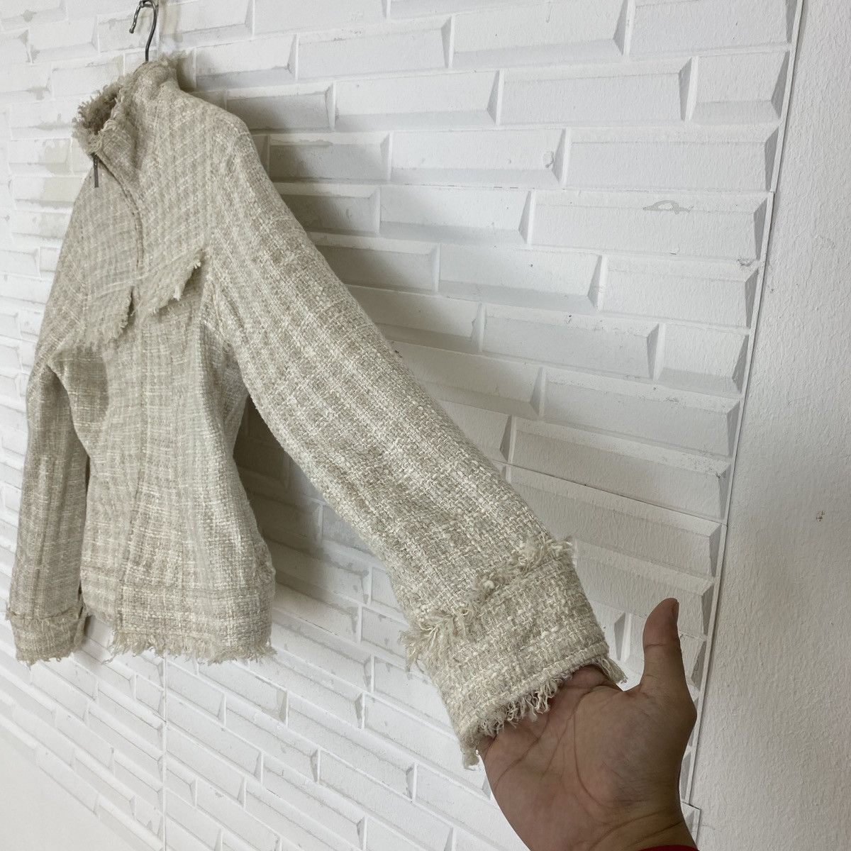 Designer Japanese Hessian Burlap Hairy Style Jacket Size M / US 6-8 / IT 42-44 - 11 Thumbnail