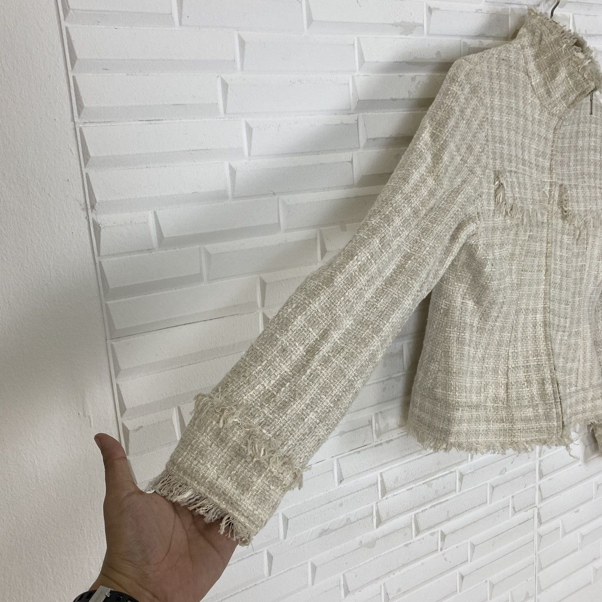 Designer Japanese Hessian Burlap Hairy Style Jacket Size M / US 6-8 / IT 42-44 - 8 Thumbnail