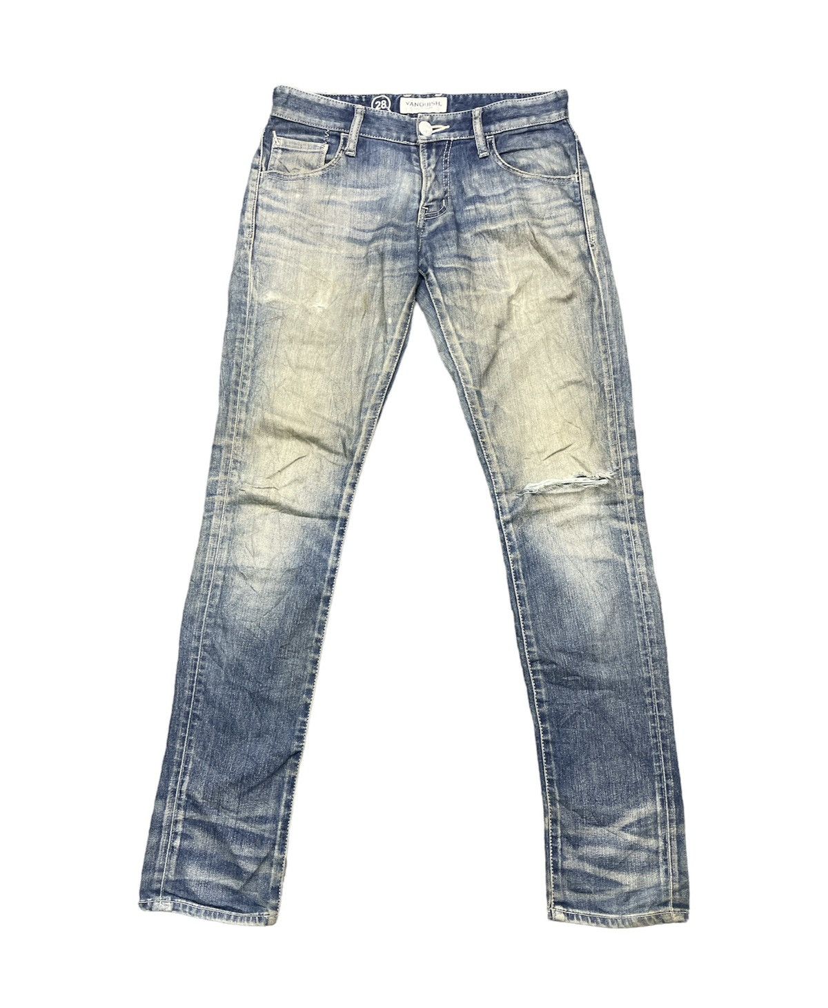 image of Distressed Denim x Vanquish Japan Skinny Fit Jeans in Blue, Men's (Size 29)