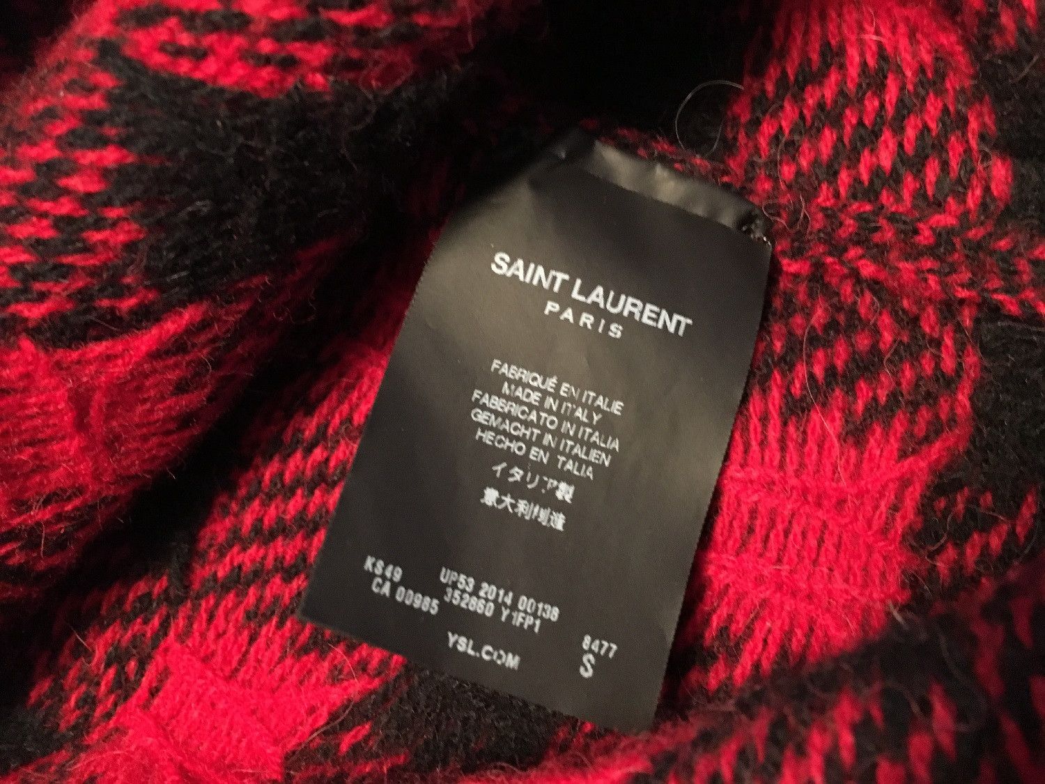 Hedi Slimane × Saint Laurent Paris FW'14 Red Check Wool Cardigan Size US S / EU 44-46 / 1 - 5 Thumbnail
