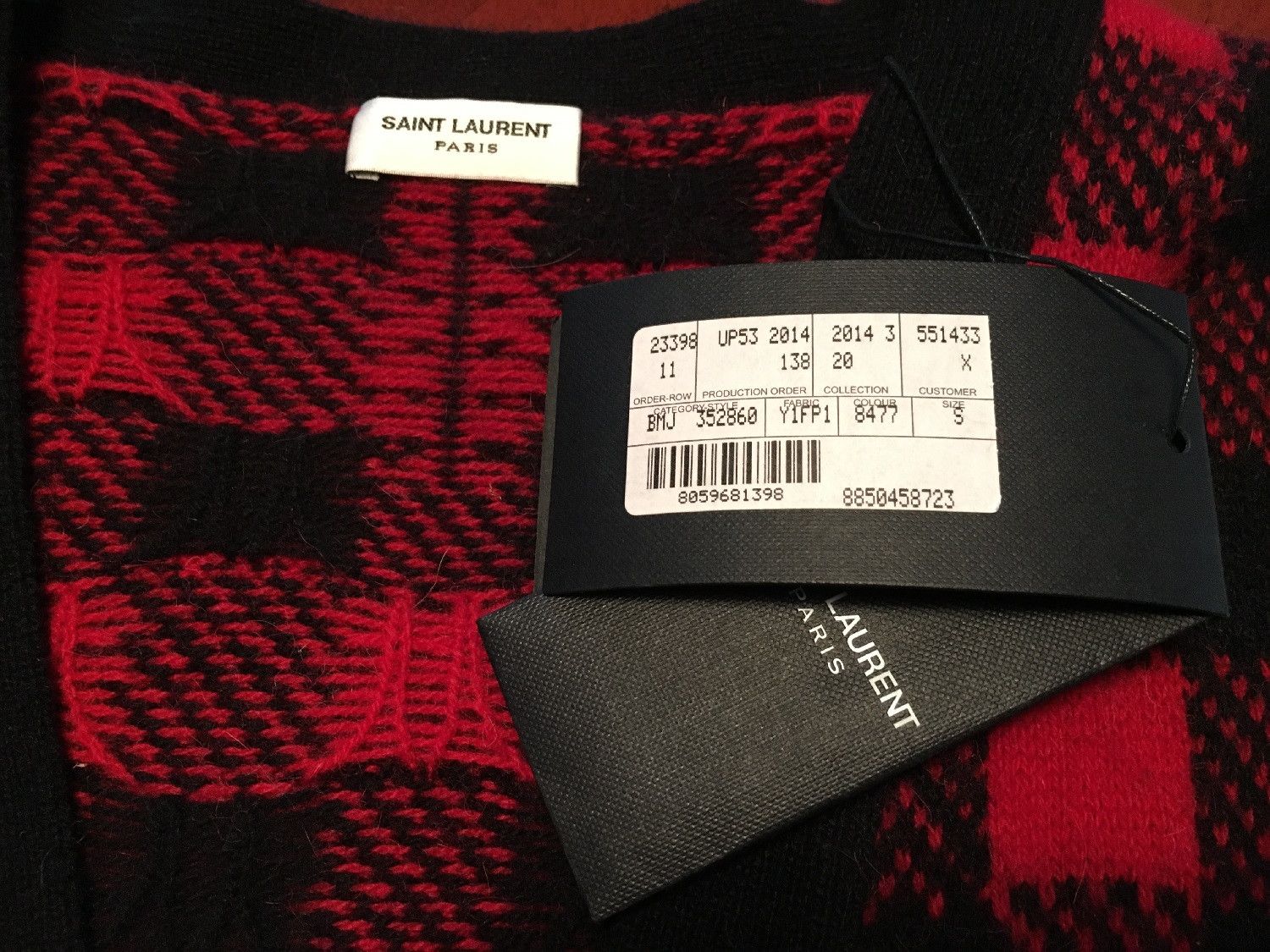 Hedi Slimane × Saint Laurent Paris FW'14 Red Check Wool Cardigan Size US S / EU 44-46 / 1 - 2 Thumbnail