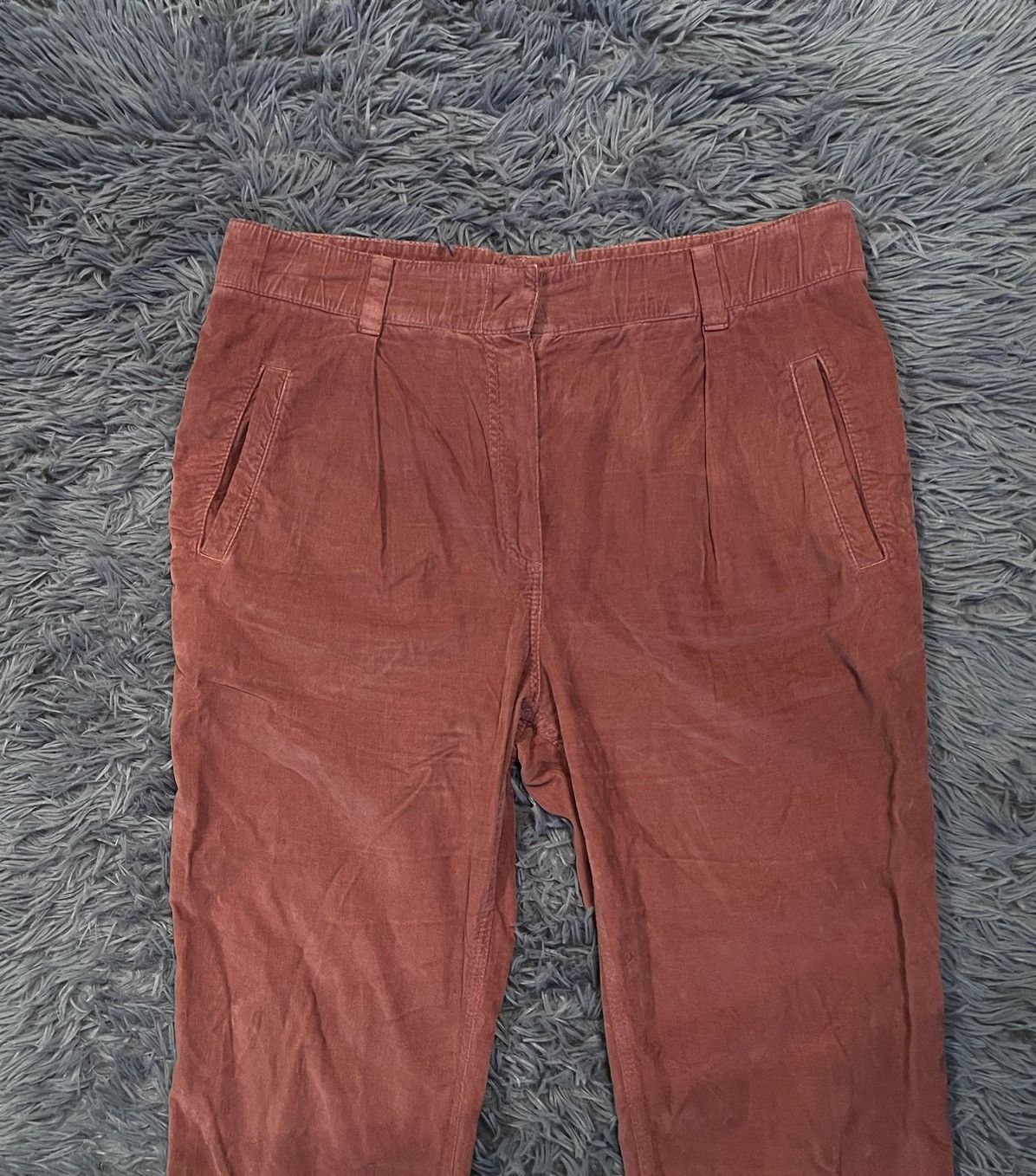 Brunello Cucinelli × Vintage Brunello Cucinelli 00s vintage velour burgundy pants Size 28" / US 6 / IT 42 - 2 Thumbnail