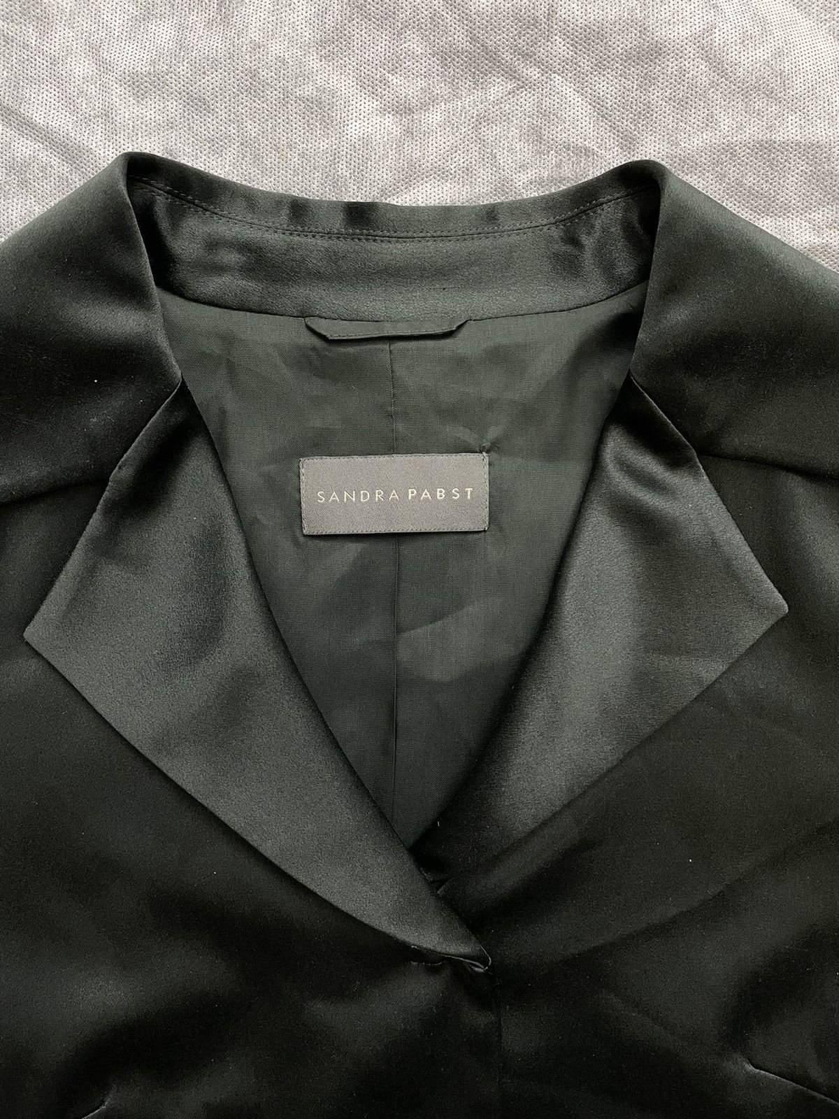 Designer SANDRA PABST GREEN SILK BLAZER JACKET SIZE 38 Size XS / US 0-2 / IT 36-38 - 11 Thumbnail