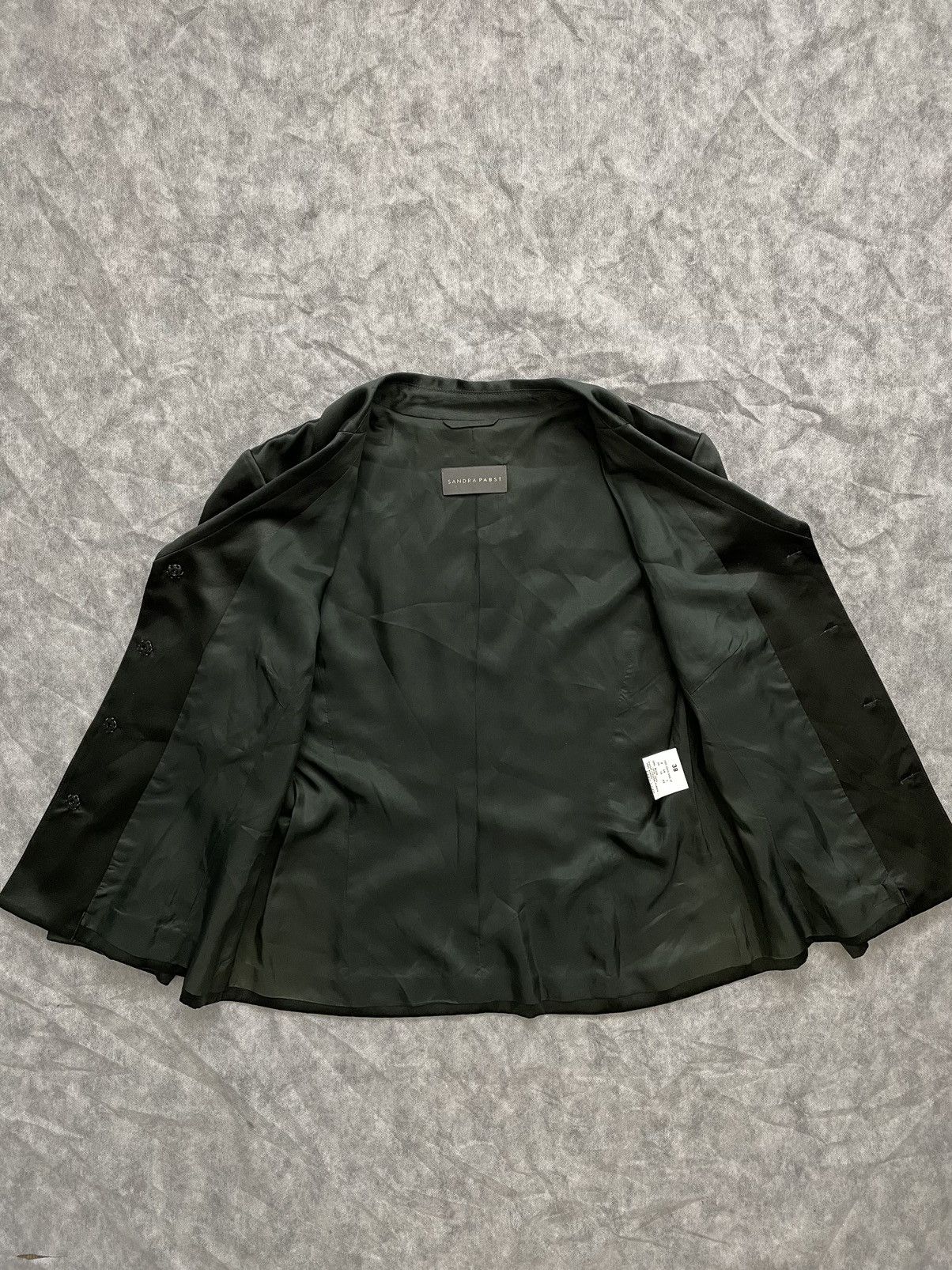Designer SANDRA PABST GREEN SILK BLAZER JACKET SIZE 38 Size XS / US 0-2 / IT 36-38 - 13 Thumbnail