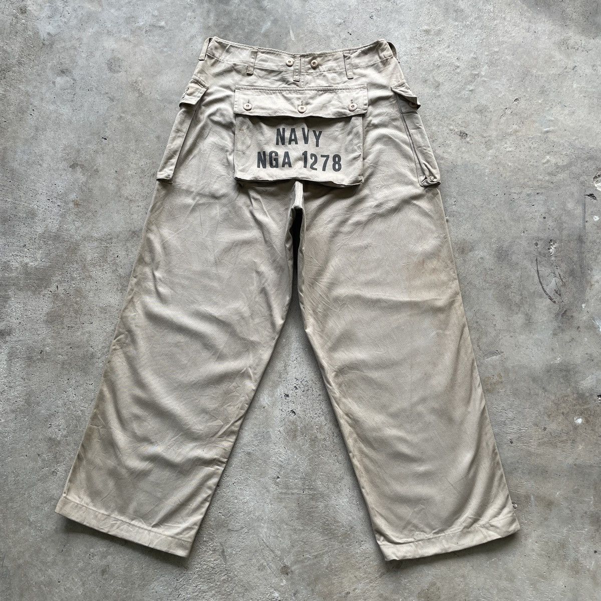 image of Military x Vintage Thrashed Vintage Navy Nga 1278 Monkey Trousers Pants, Men's (Size 30)