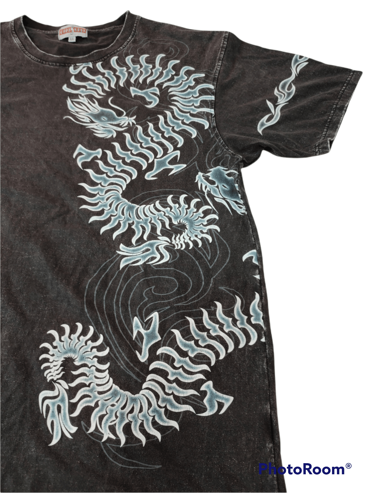 Japanese Brand × Seditionaries × Tribal Streetwear CrossKeys Surf's Dragon Tattoo Acidwash Tribal Tee. Size US XL / EU 56 / 4 - 5 Thumbnail