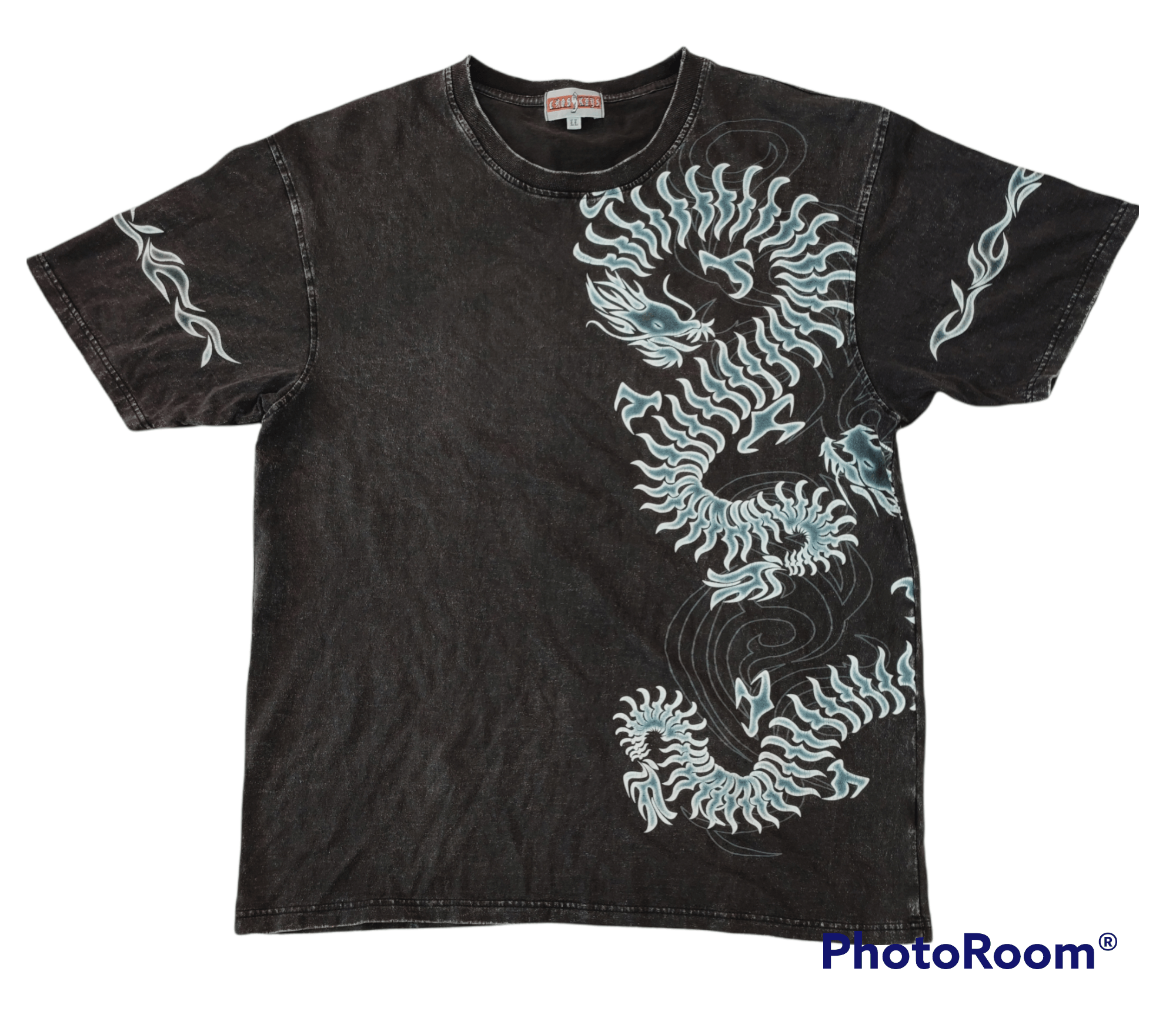 Japanese Brand × Seditionaries × Tribal Streetwear CrossKeys Surf's Dragon Tattoo Acidwash Tribal Tee. Size US XL / EU 56 / 4 - 1 Thumbnail