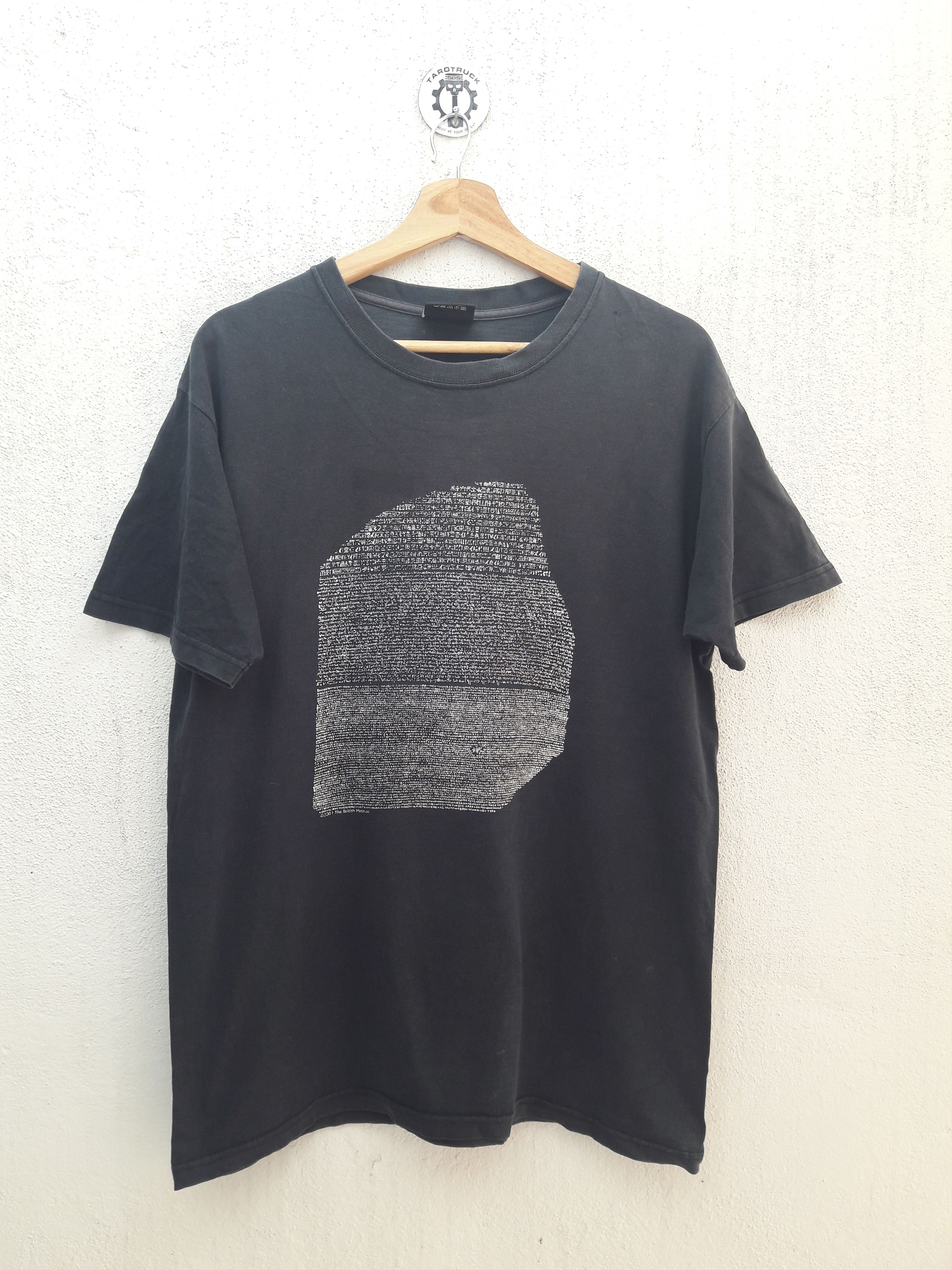 image of Britishindia x Museum VTG Rosetta Stone Ancient By The British Museum Black Tee, Men's (Size Medium