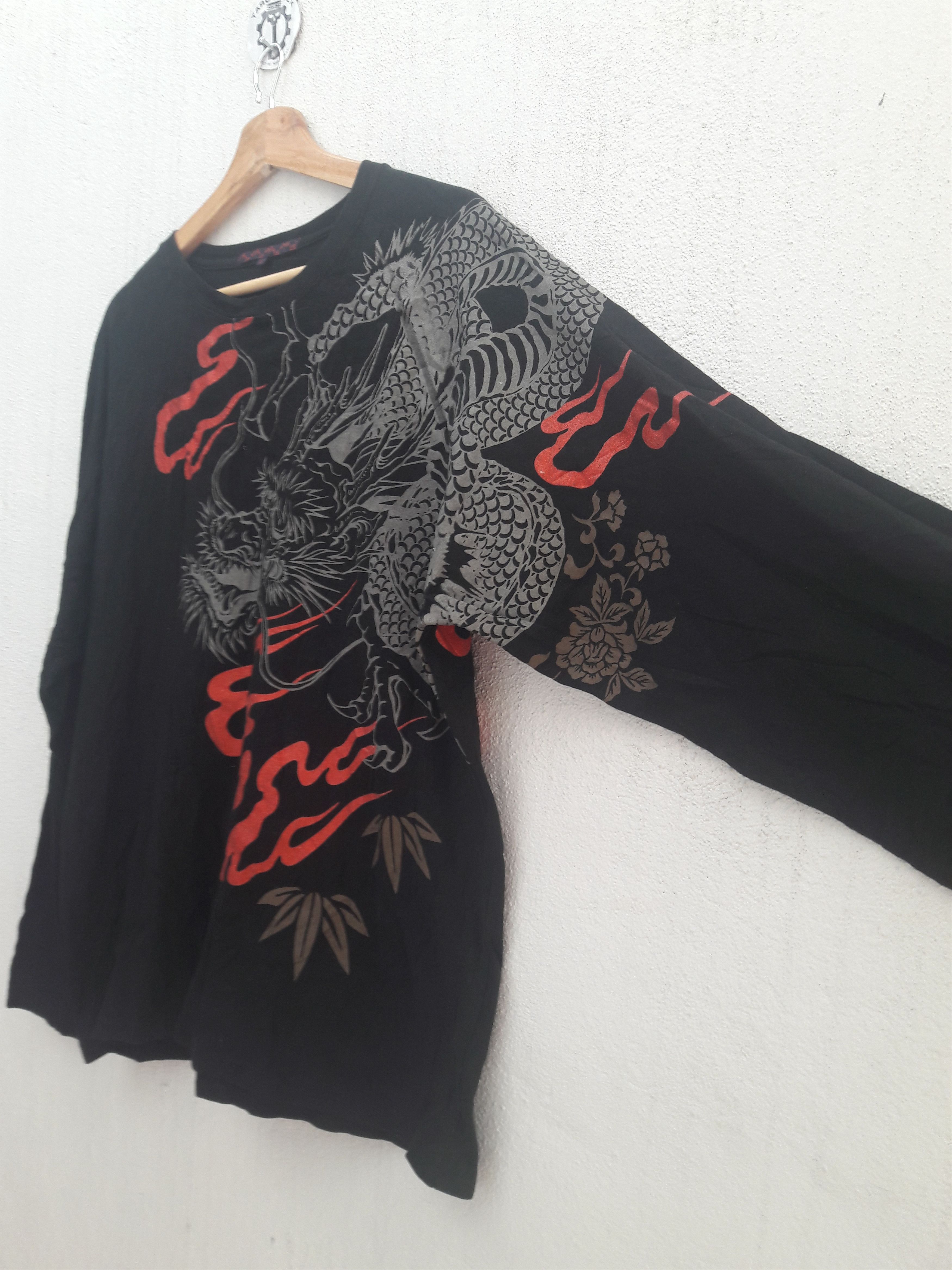 Japanese Brand Sukajan Japan Dragon All-Over Print Long Sleeves Tee. Size US XL / EU 56 / 4 - 5 Thumbnail