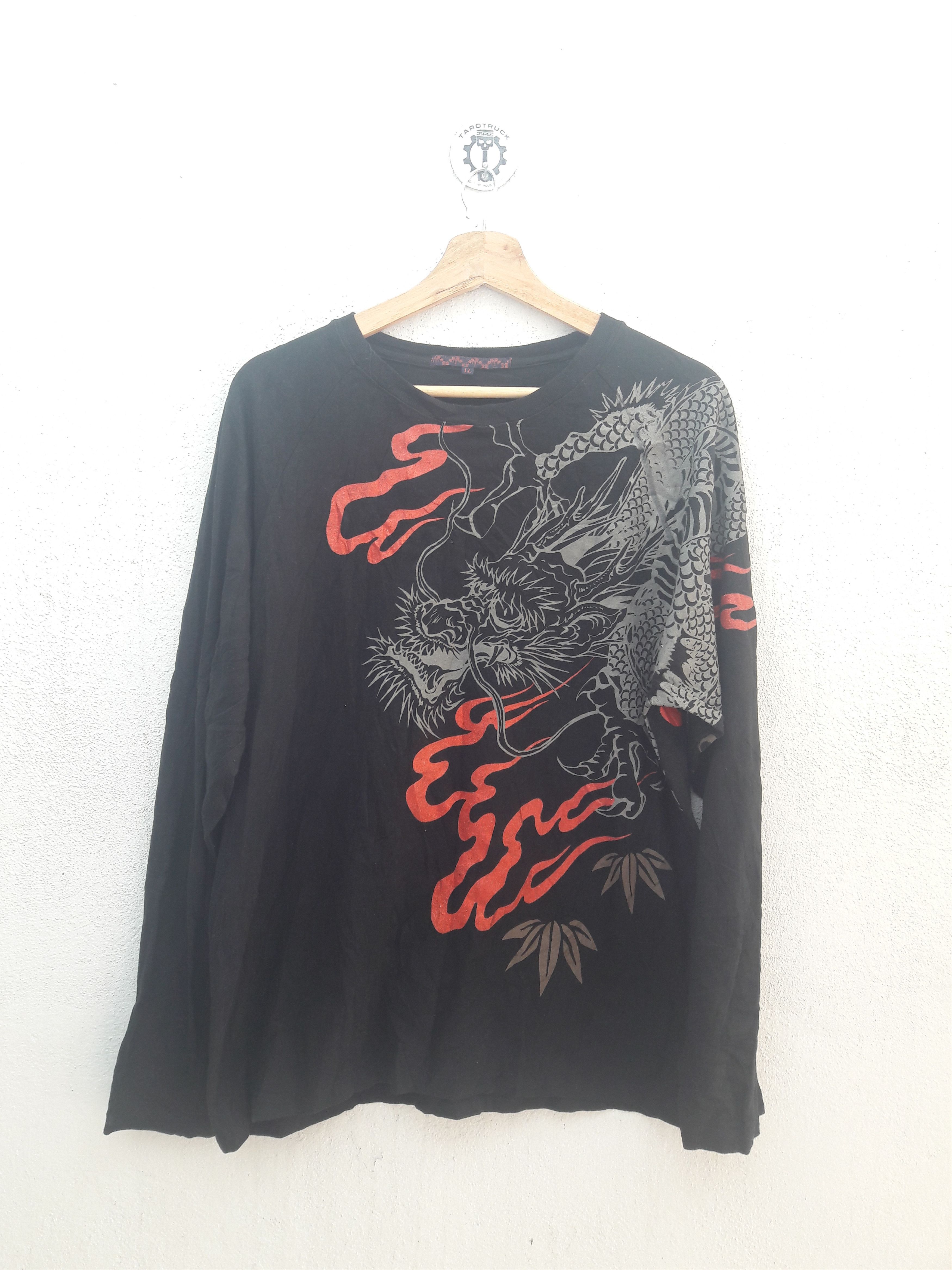 Japanese Brand Sukajan Japan Dragon All-Over Print Long Sleeves Tee. Size US XL / EU 56 / 4 - 6 Thumbnail