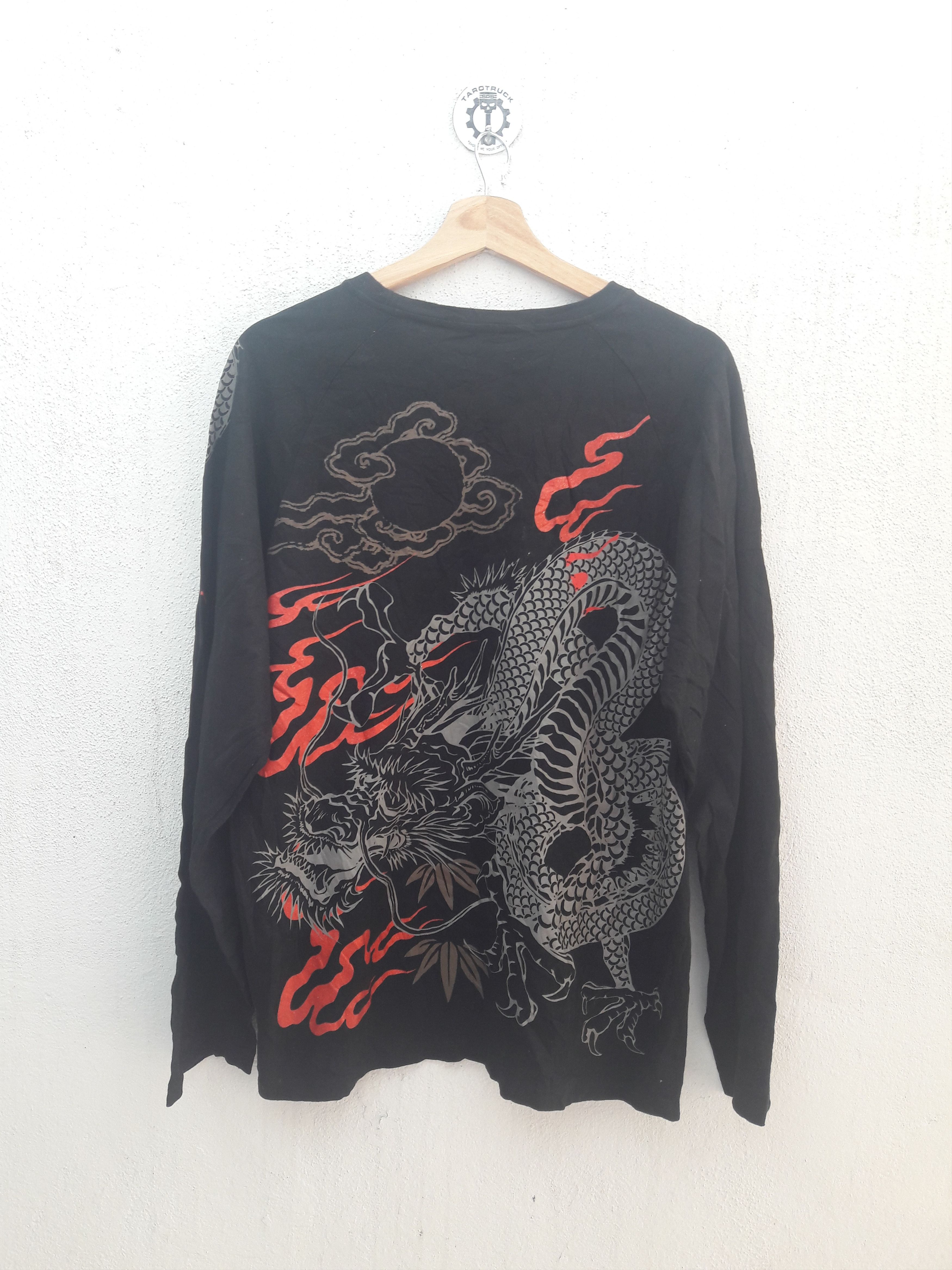 Japanese Brand Sukajan Japan Dragon All-Over Print Long Sleeves Tee. Size US XL / EU 56 / 4 - 1 Thumbnail