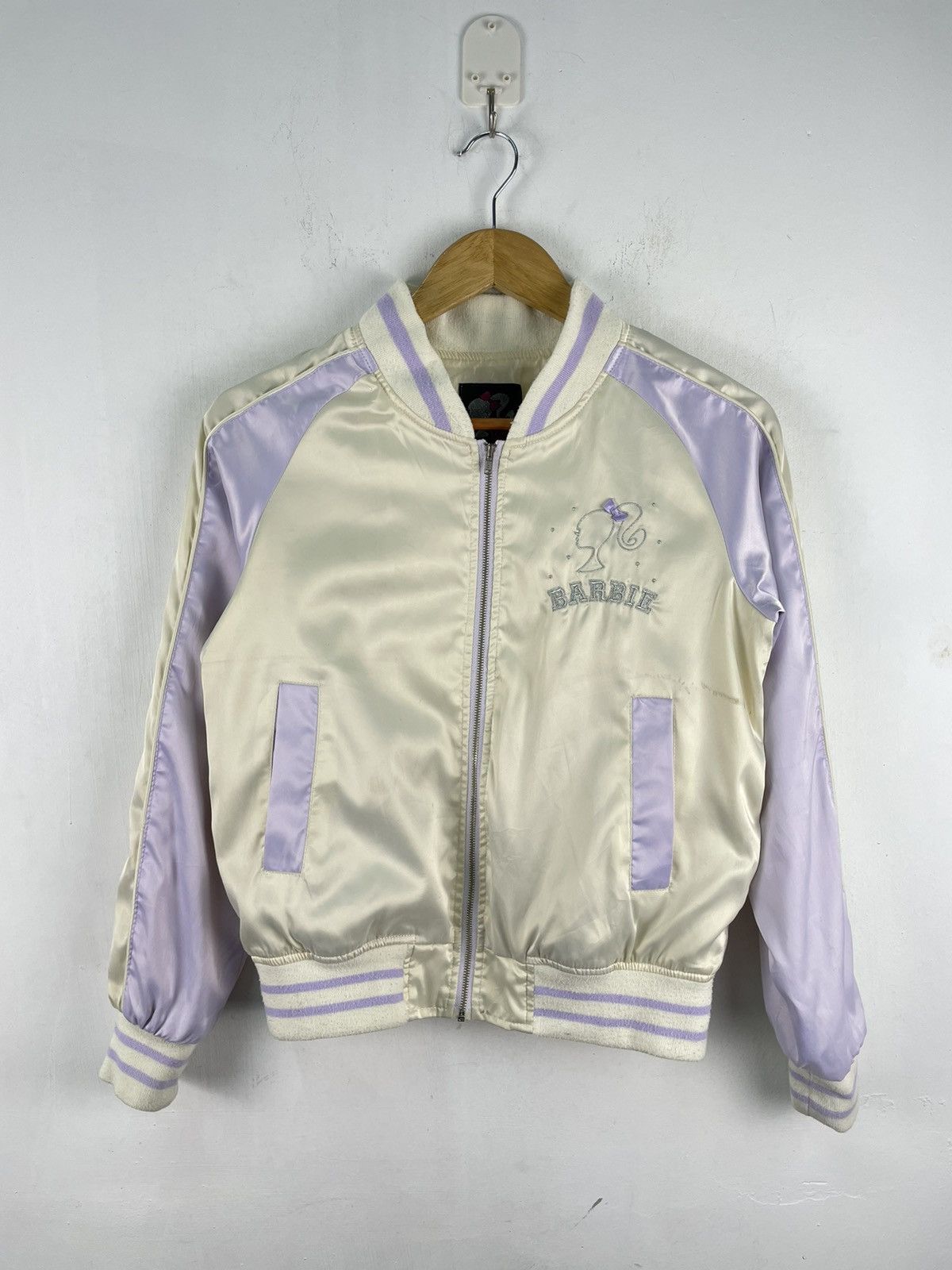 image of Cartoon Network x Varsity Jacket Barbie Varsity Jacket Sukajan Vintage 00S in White, Women's (Size 