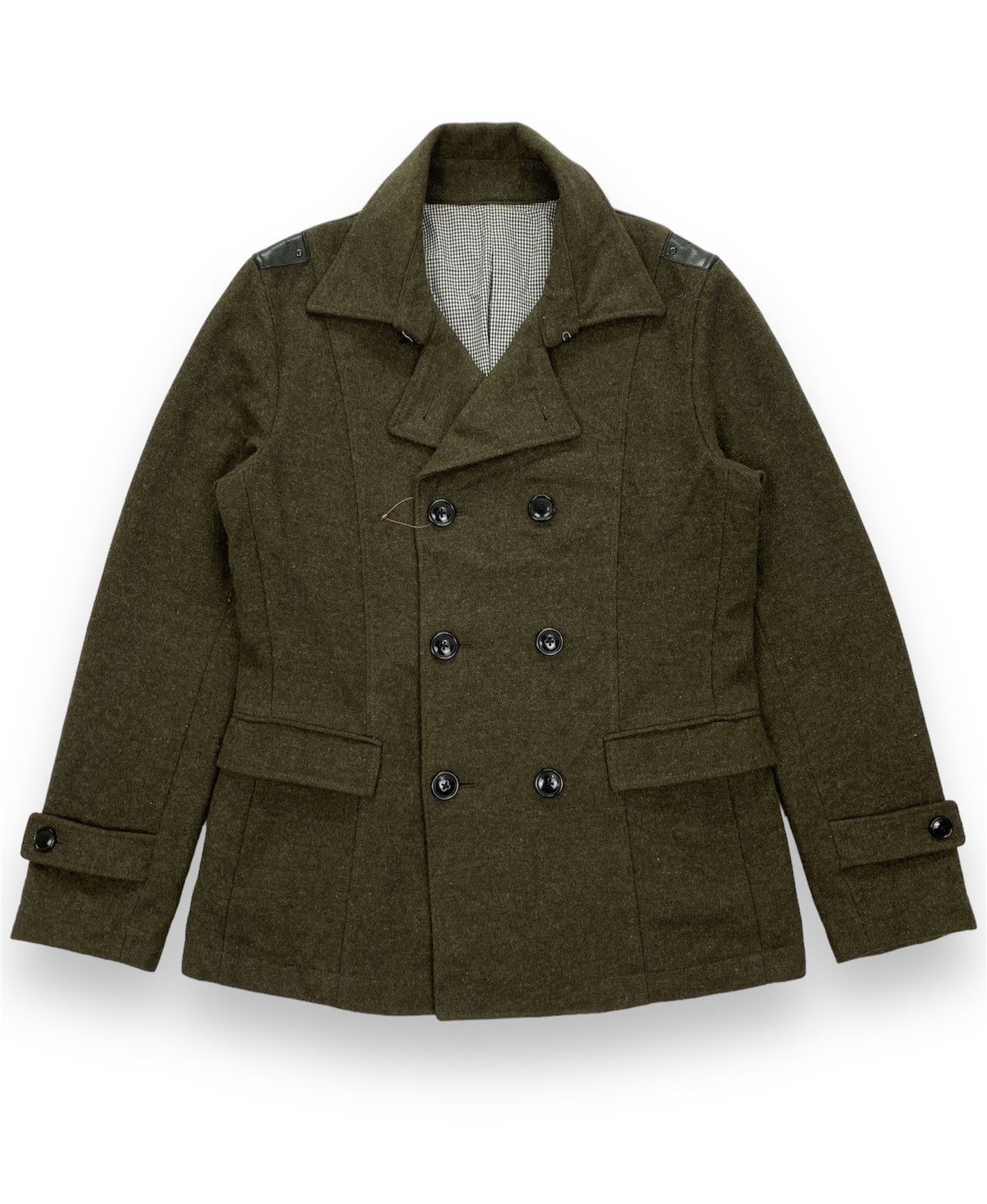 image of Issey Miyake x Tete Homme Katoh Kazutaka Double Breasted Jacket in Dark Green, Men's (Size Small)