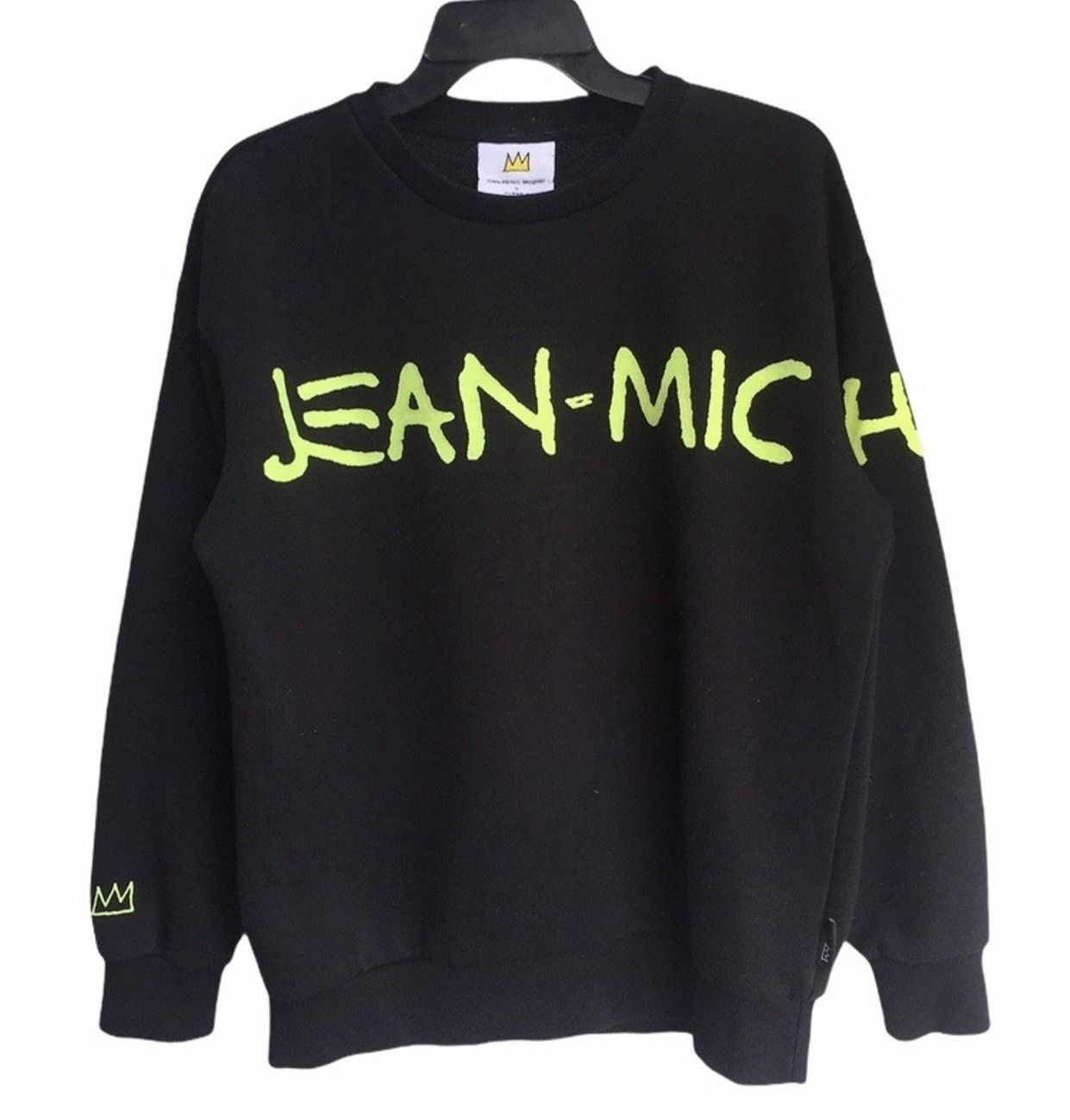 image of Neon Spellout Art Crewneck Sweatshirt in Black, Men's (Size Large)