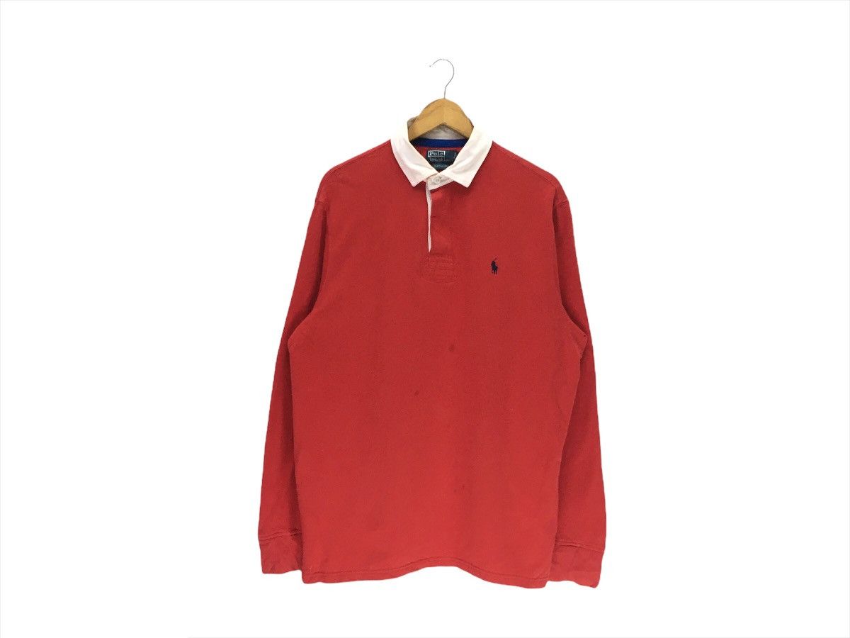 Polo Ralph Lauren × Vintage Vintage Polo RalphLauren Small Pony Long Sleeve Rugby Shirt Size US L / EU 52-54 / 3 - 1 Thumbnail